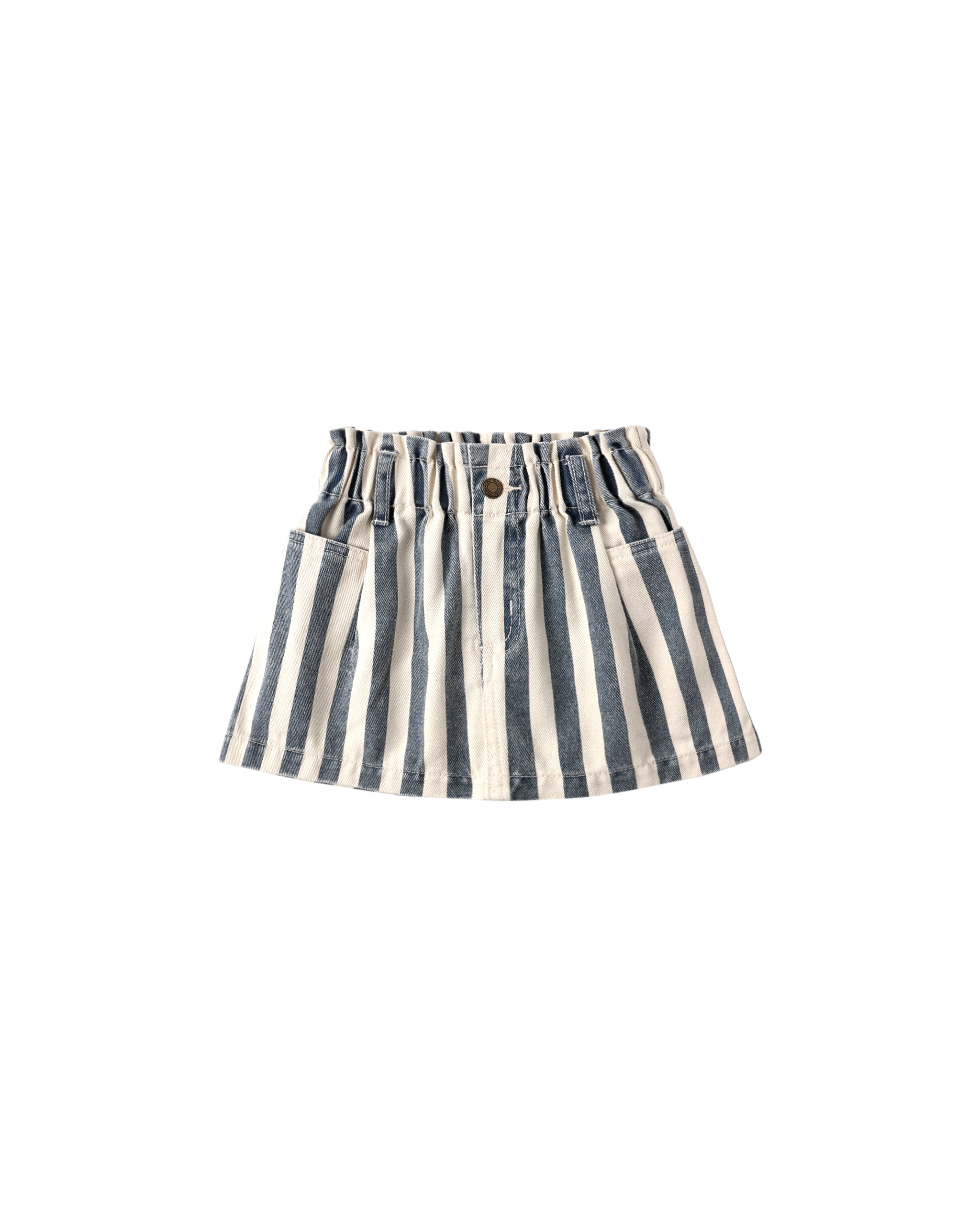 Denim Mini Skirt || Navy Stripe
