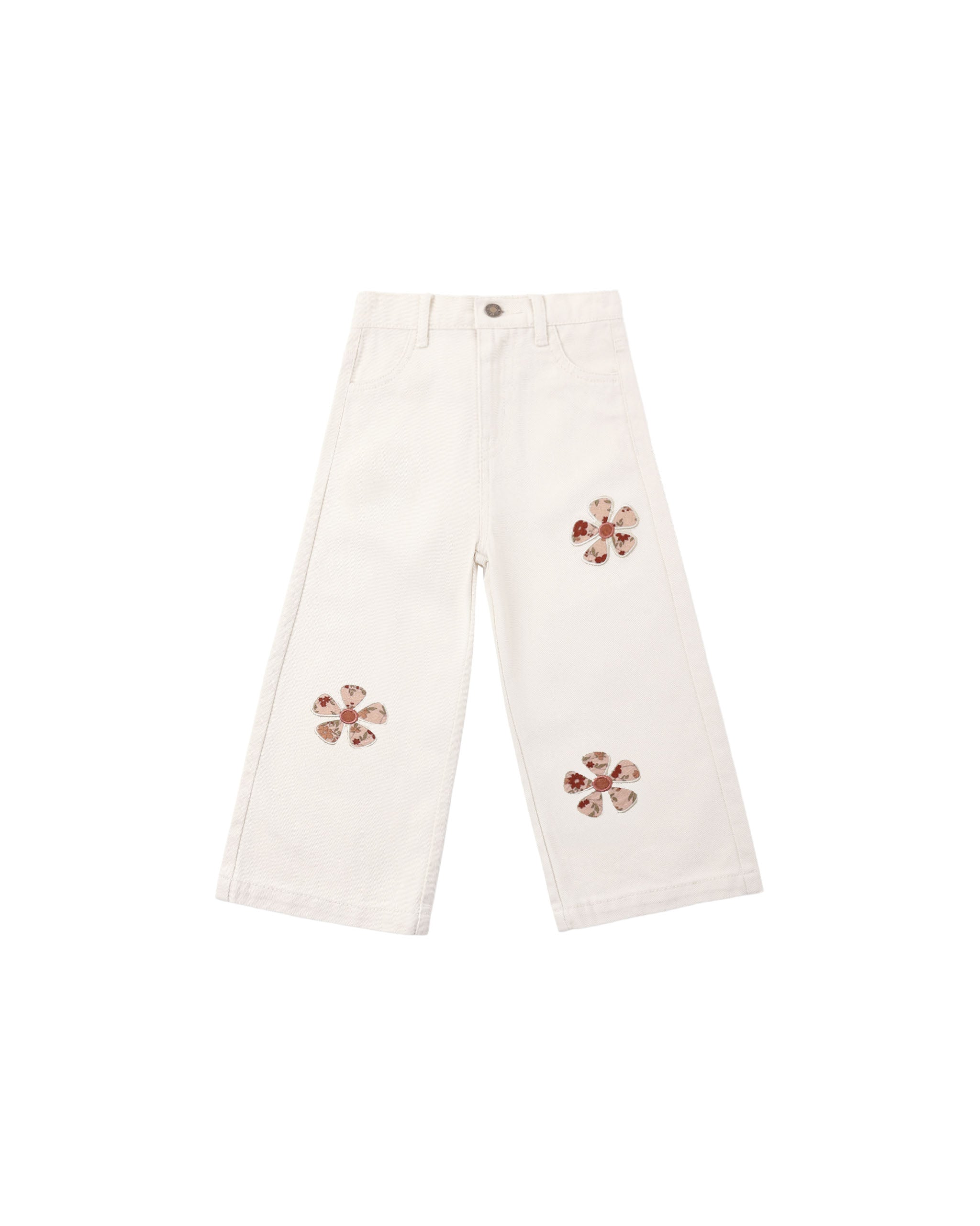 Straight Leg Pant - Daisy Patches Natural