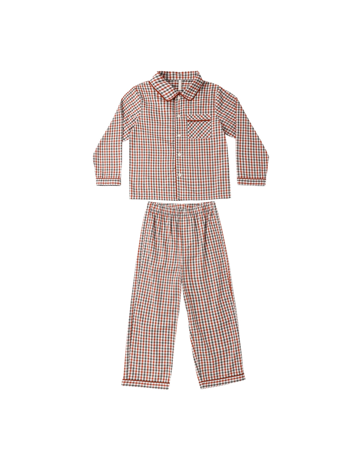 Long Sleeve Pajamas - Holiday Gingham Natural