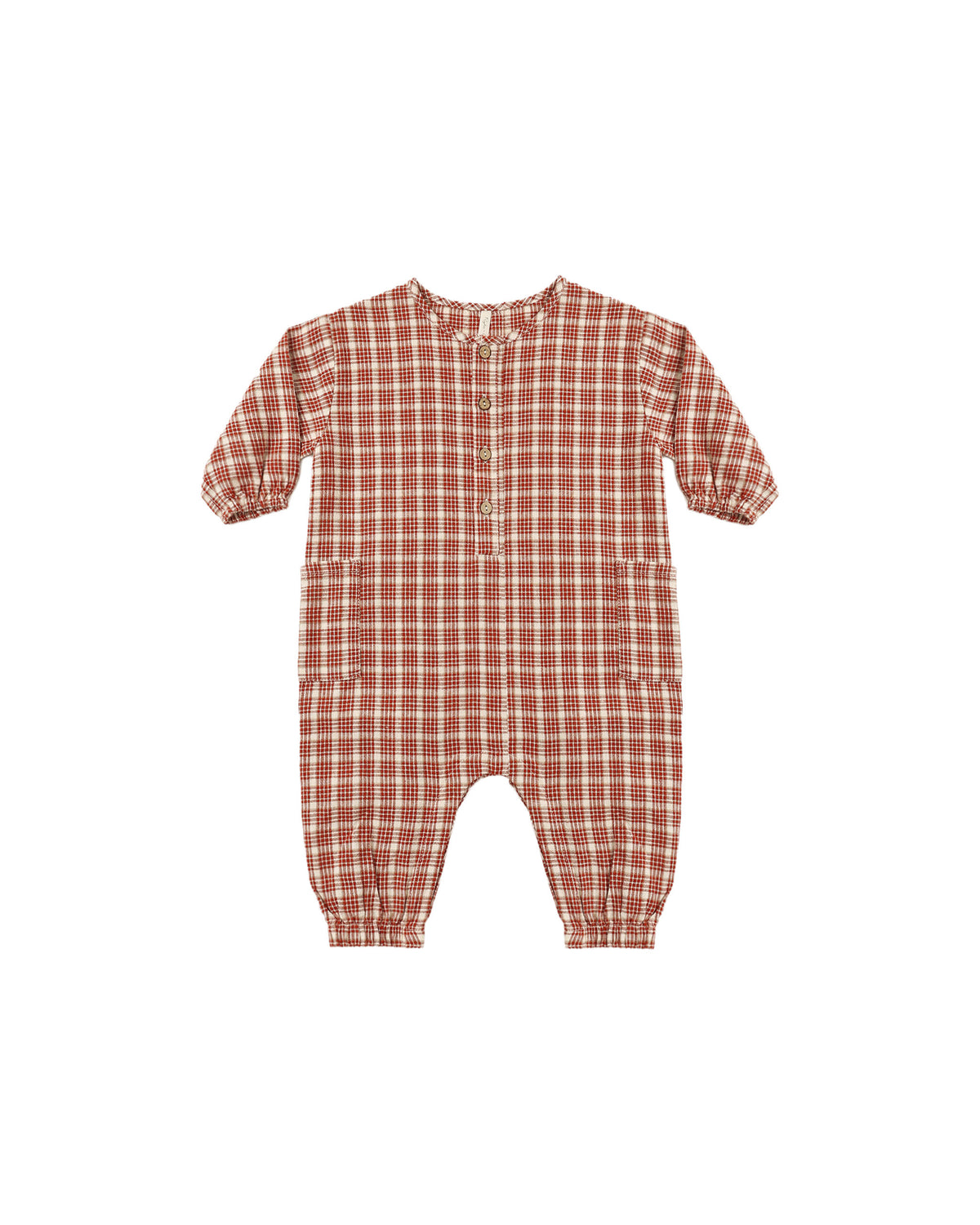 Relaxed Woven Jumpsuit - Vintage Plaid Ruby