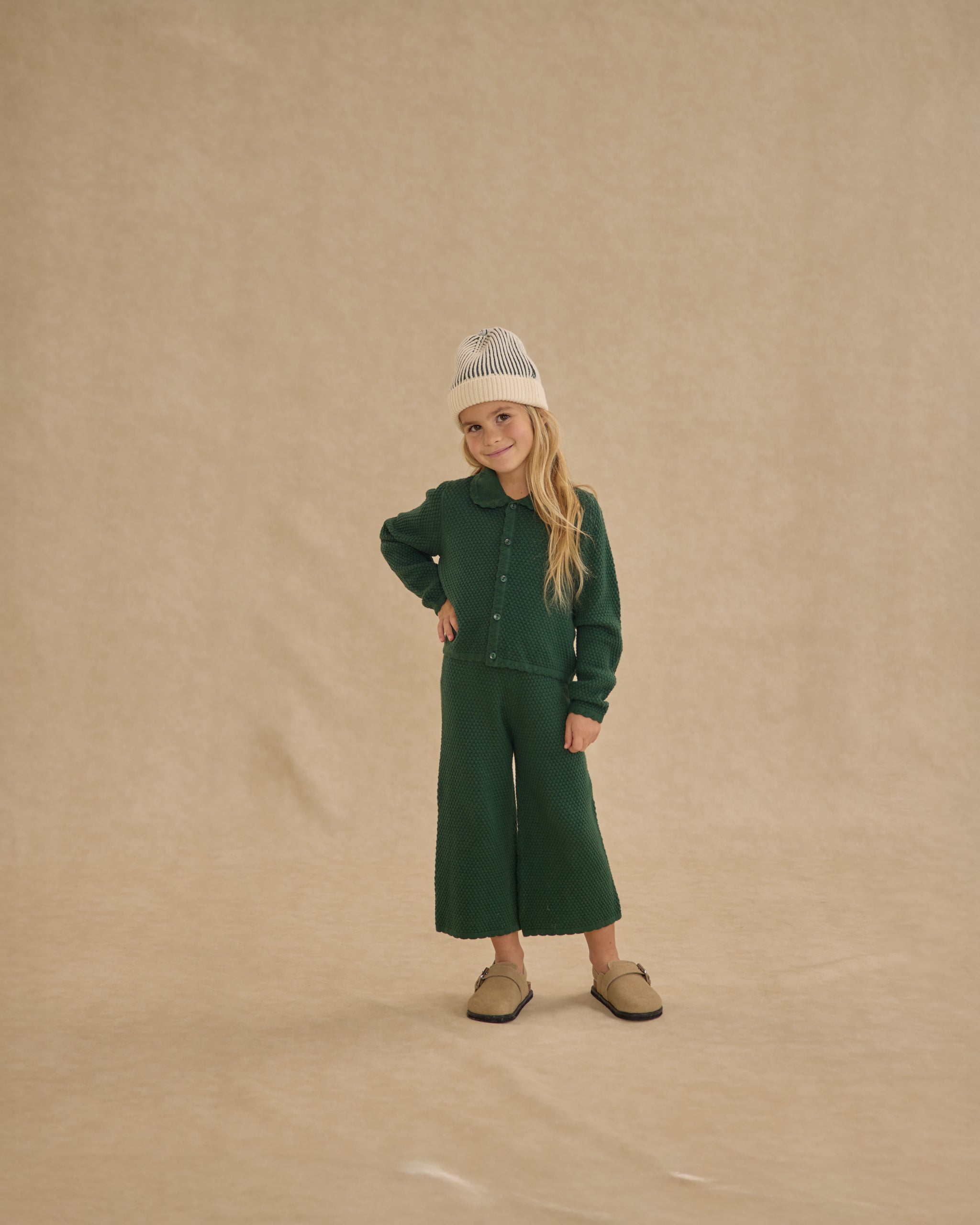Knit Wide Leg Pant || Green