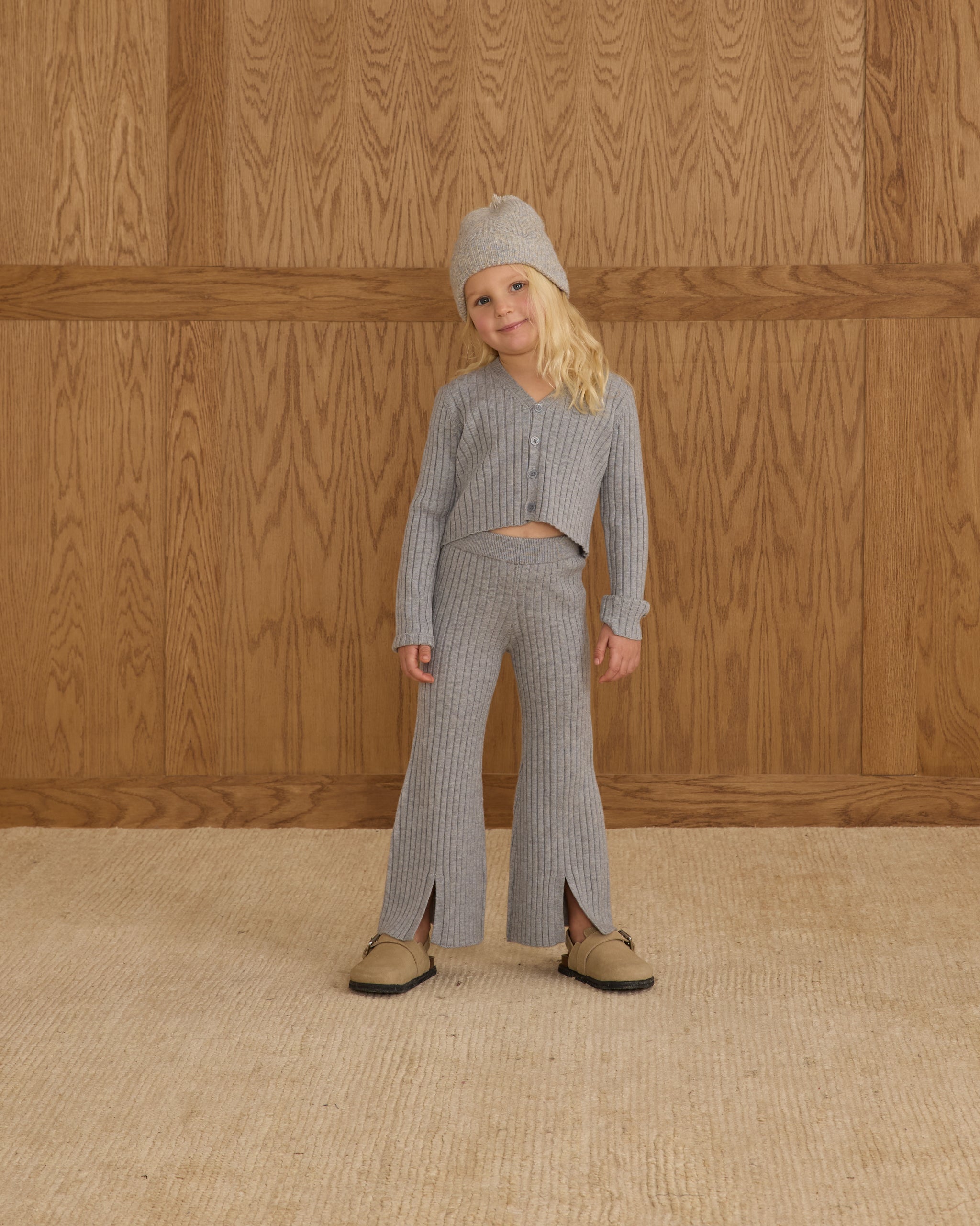 Long Sleeve Knit Button Top || Dusty Blue