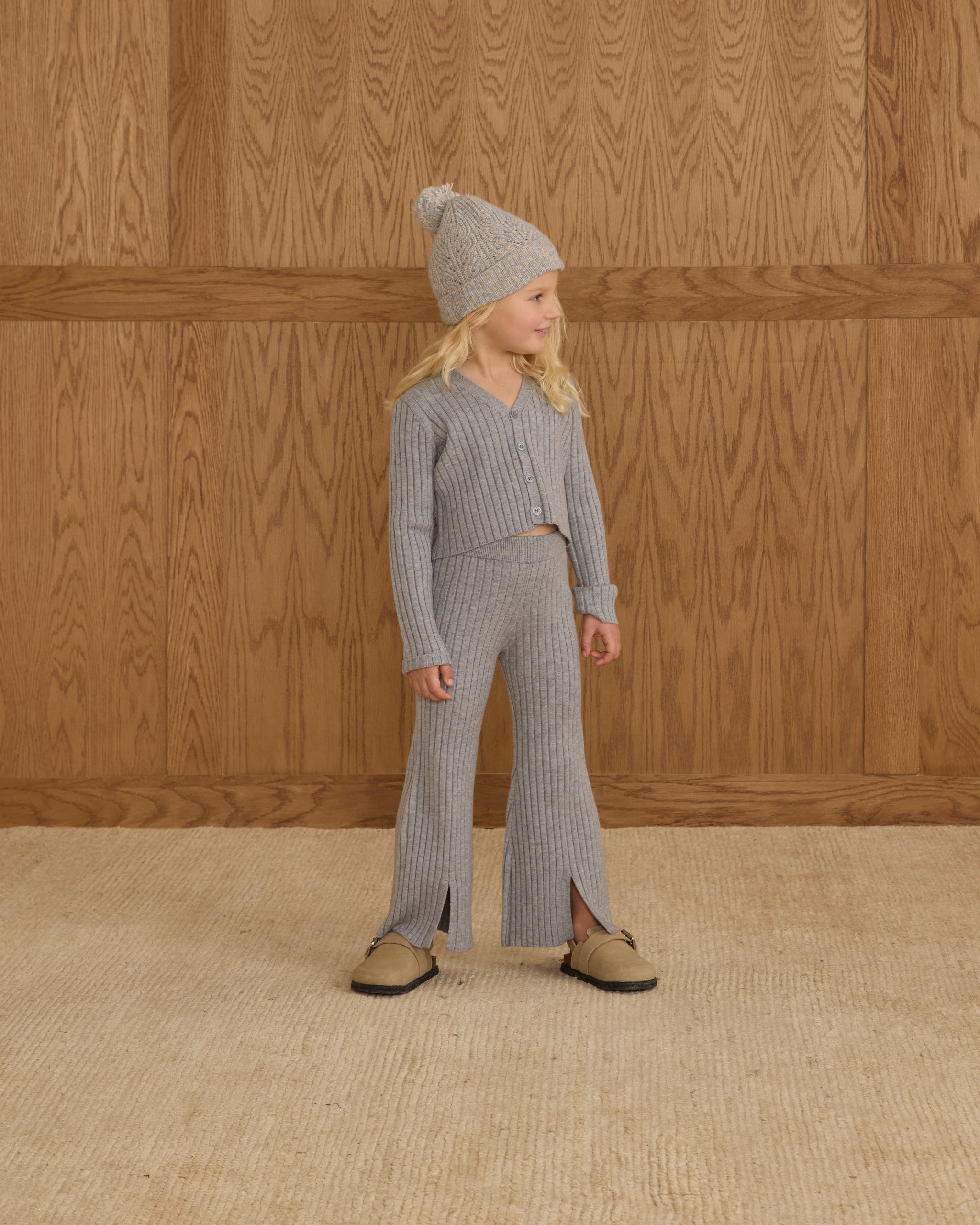 Flare Knit Pant || Dusty Blue
