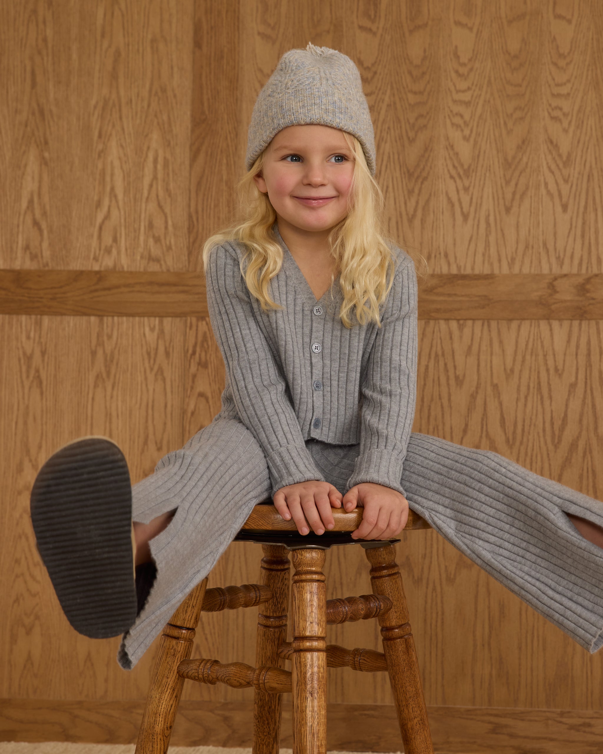Flare Knit Pant || Dusty Blue