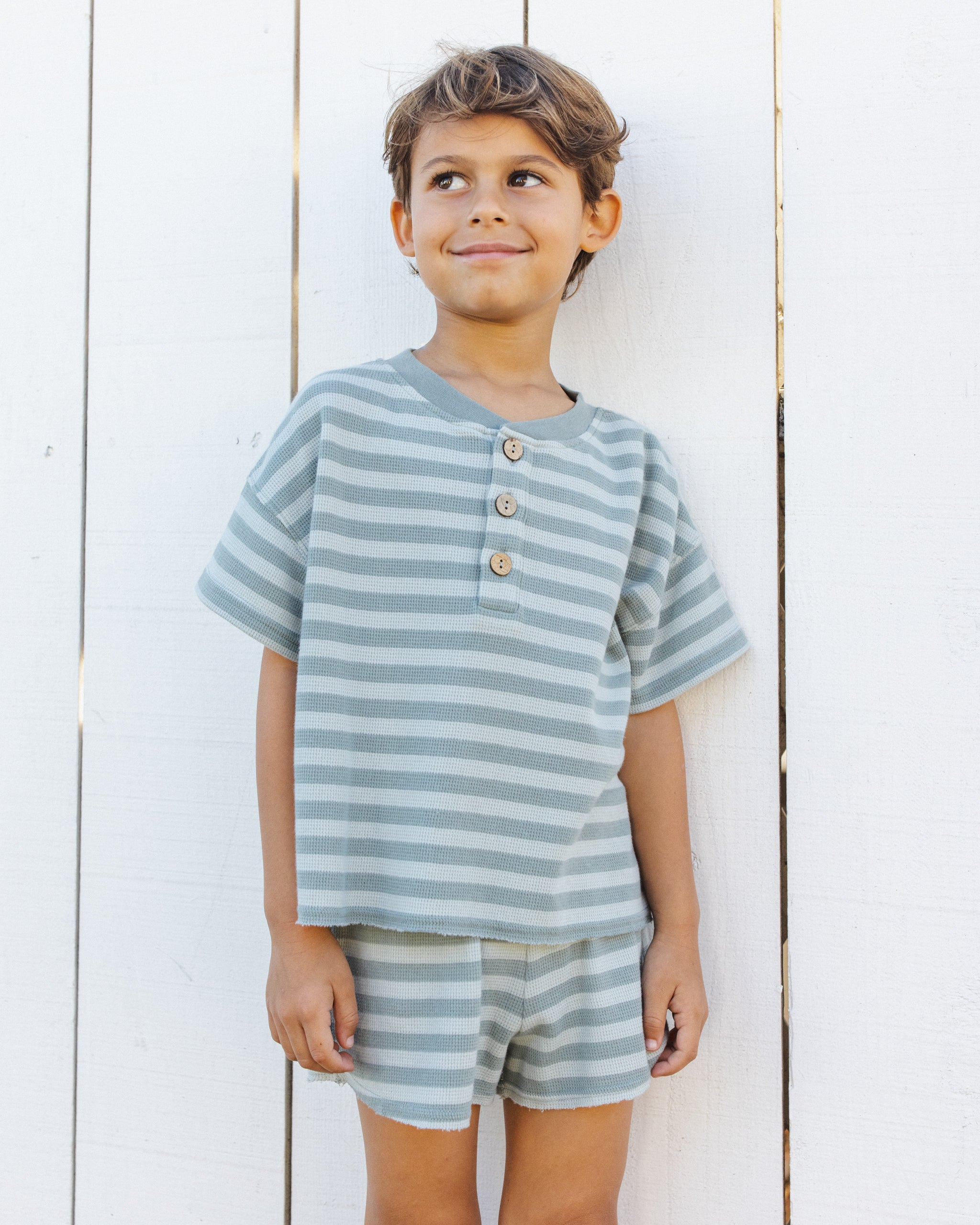 Summer Waffle Set || Sea Green Stripe