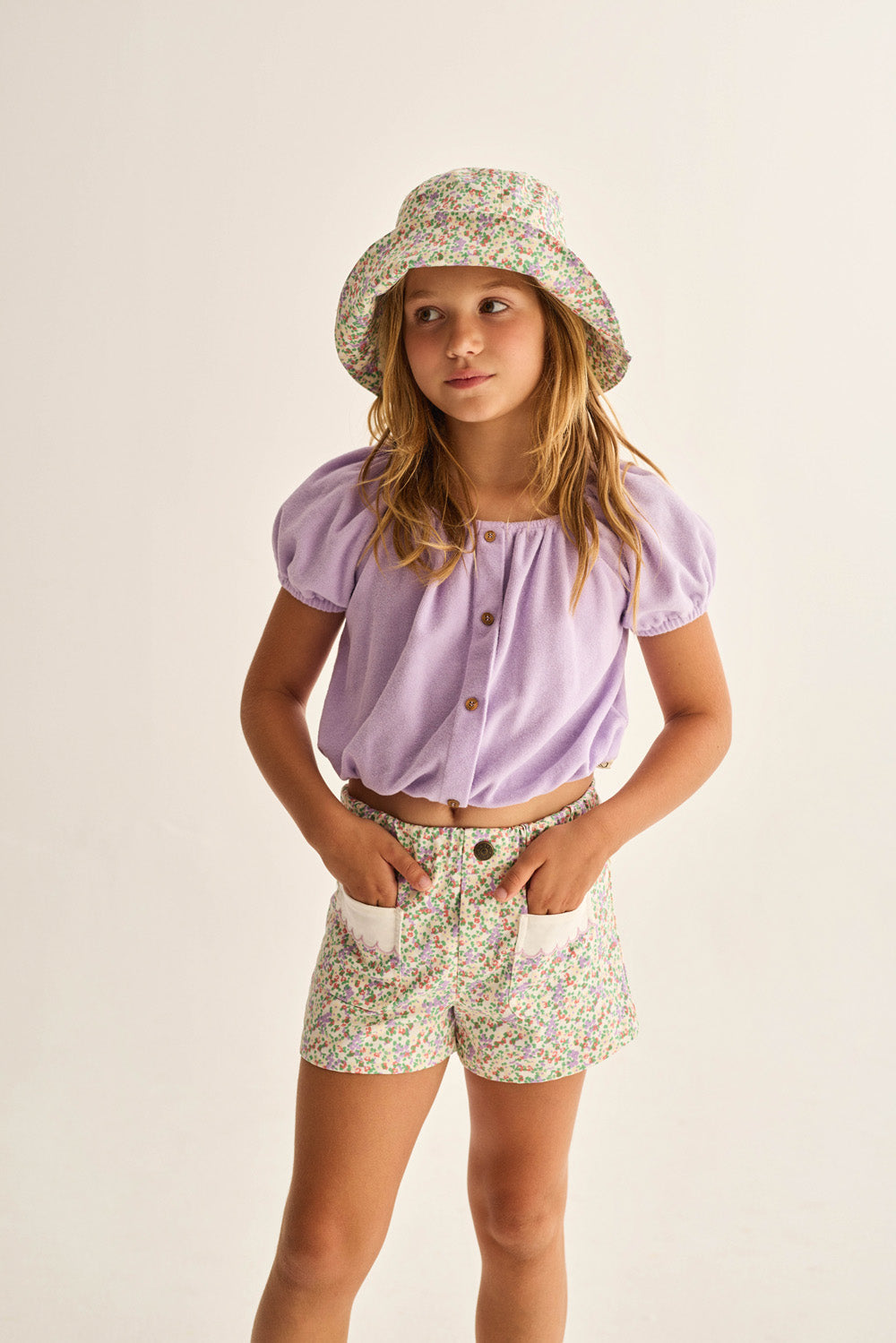 Rose Floral Twill Cotton Shorts - Multi