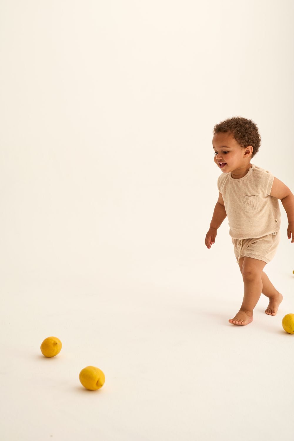 Rowan Soft Terry Cloth Baby Shorts - Beige Melange