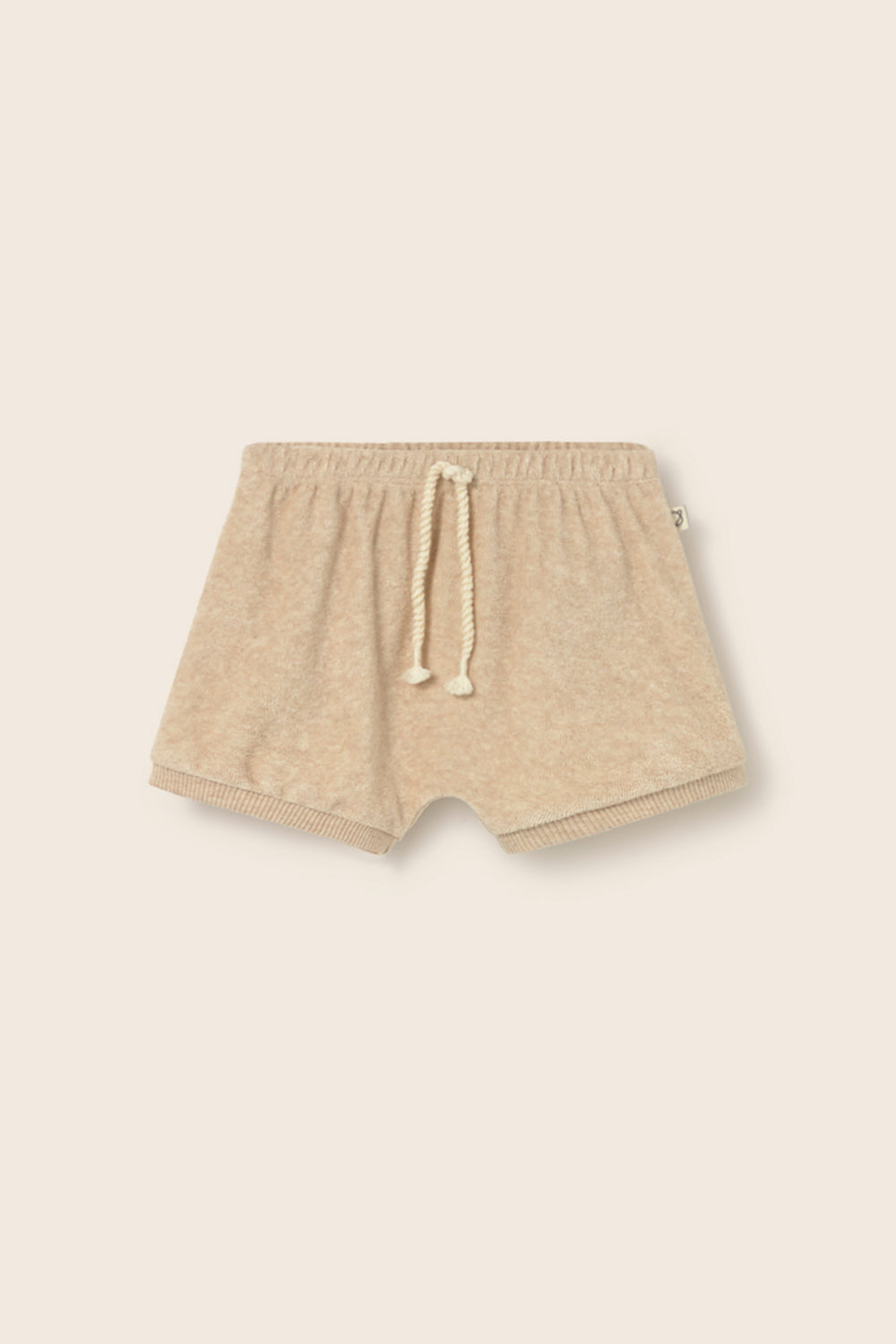 Rowan Soft Terry Cloth Baby Shorts - Beige Melange