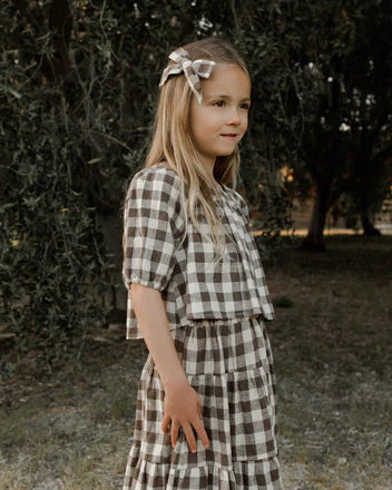 GIRL BOW || CHARCOAL CHECK