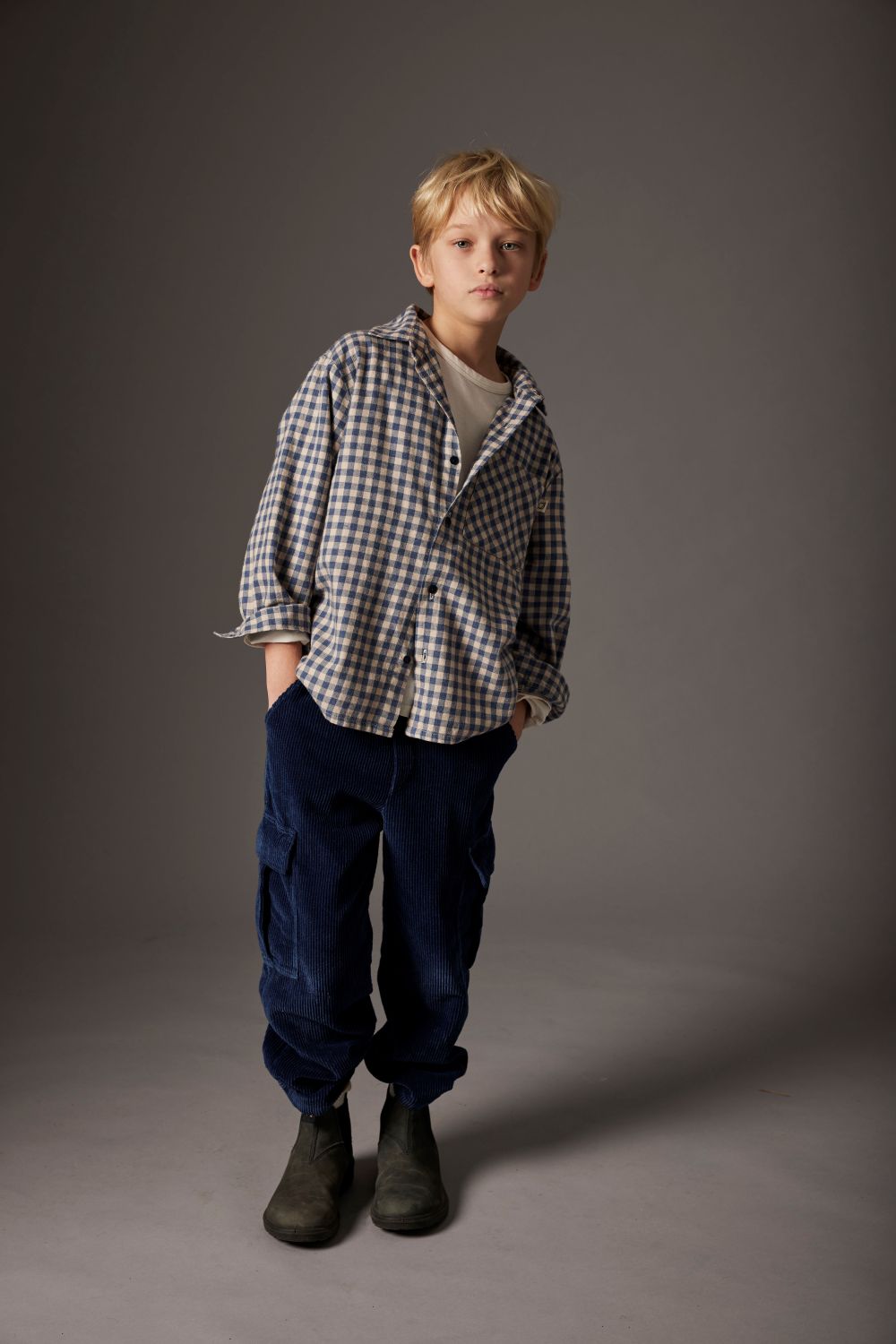 Gingham Flannel Shirt - Stone