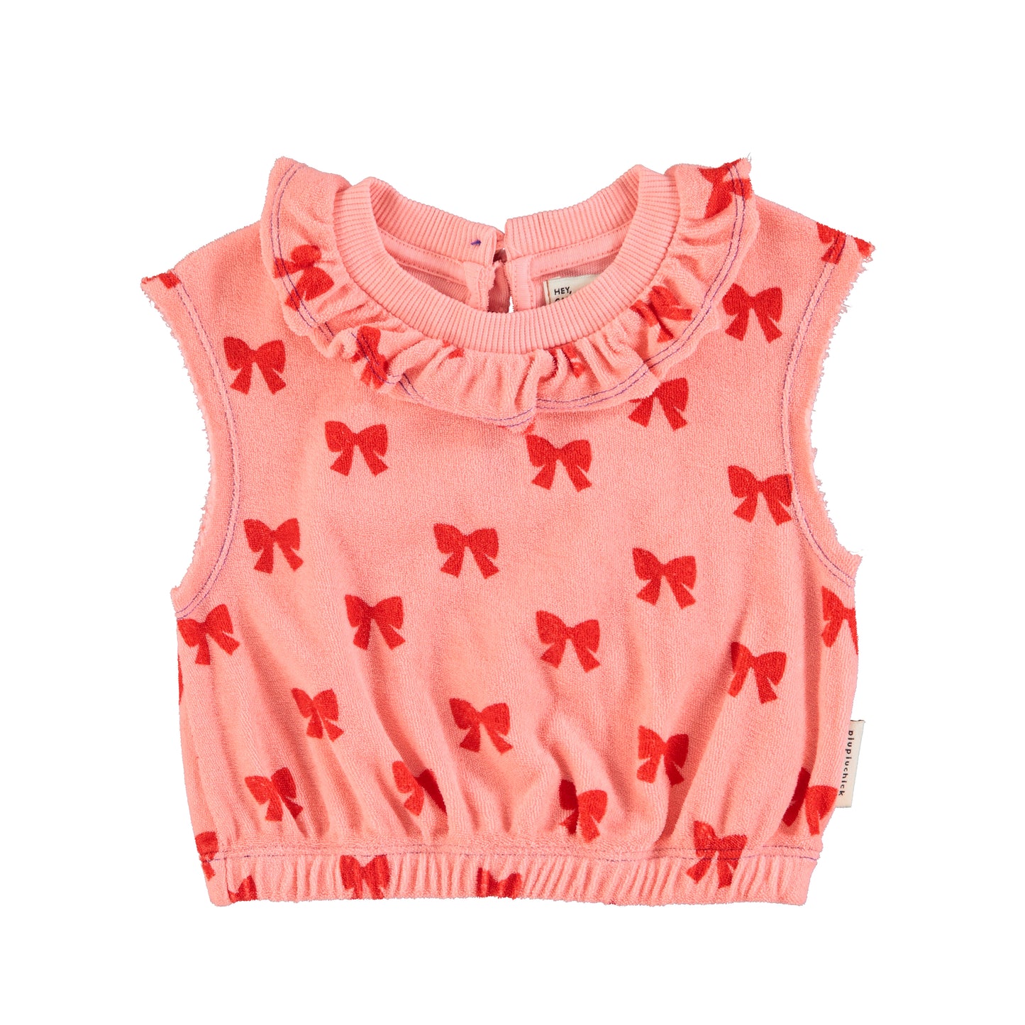 Sleeveless Blouse w/ Collar | Pink W/ Red Bows
