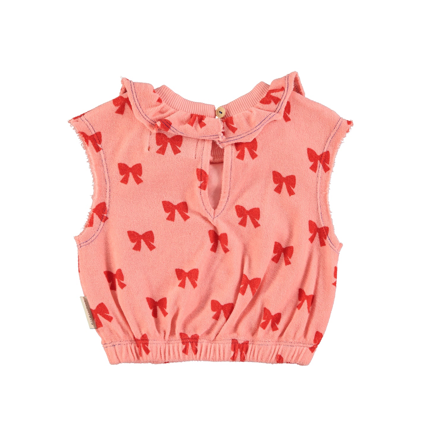 Sleeveless Blouse w/ Collar | Pink W/ Red Bows
