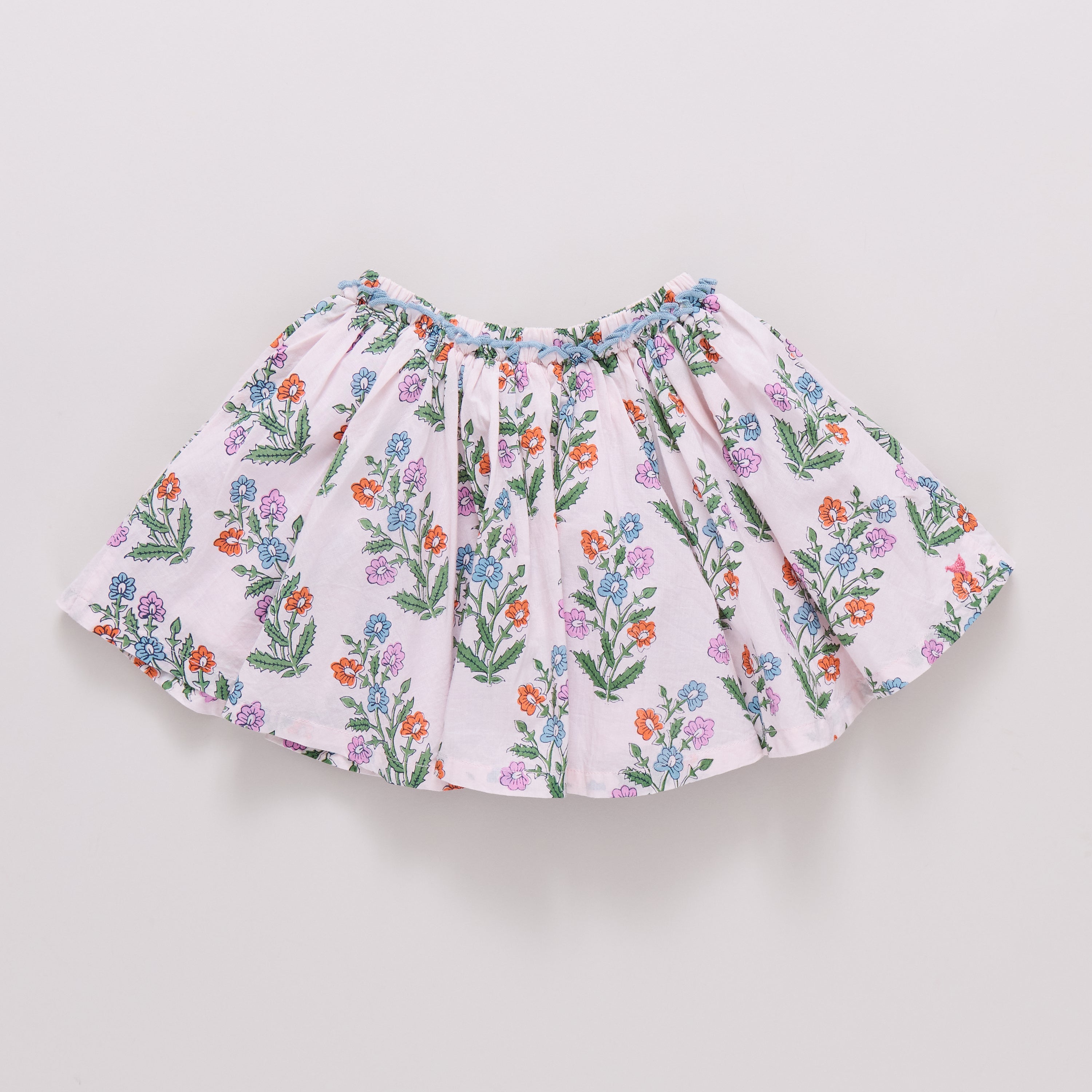 Girls Gianna Skirt - Pink Dewdrop Block Print