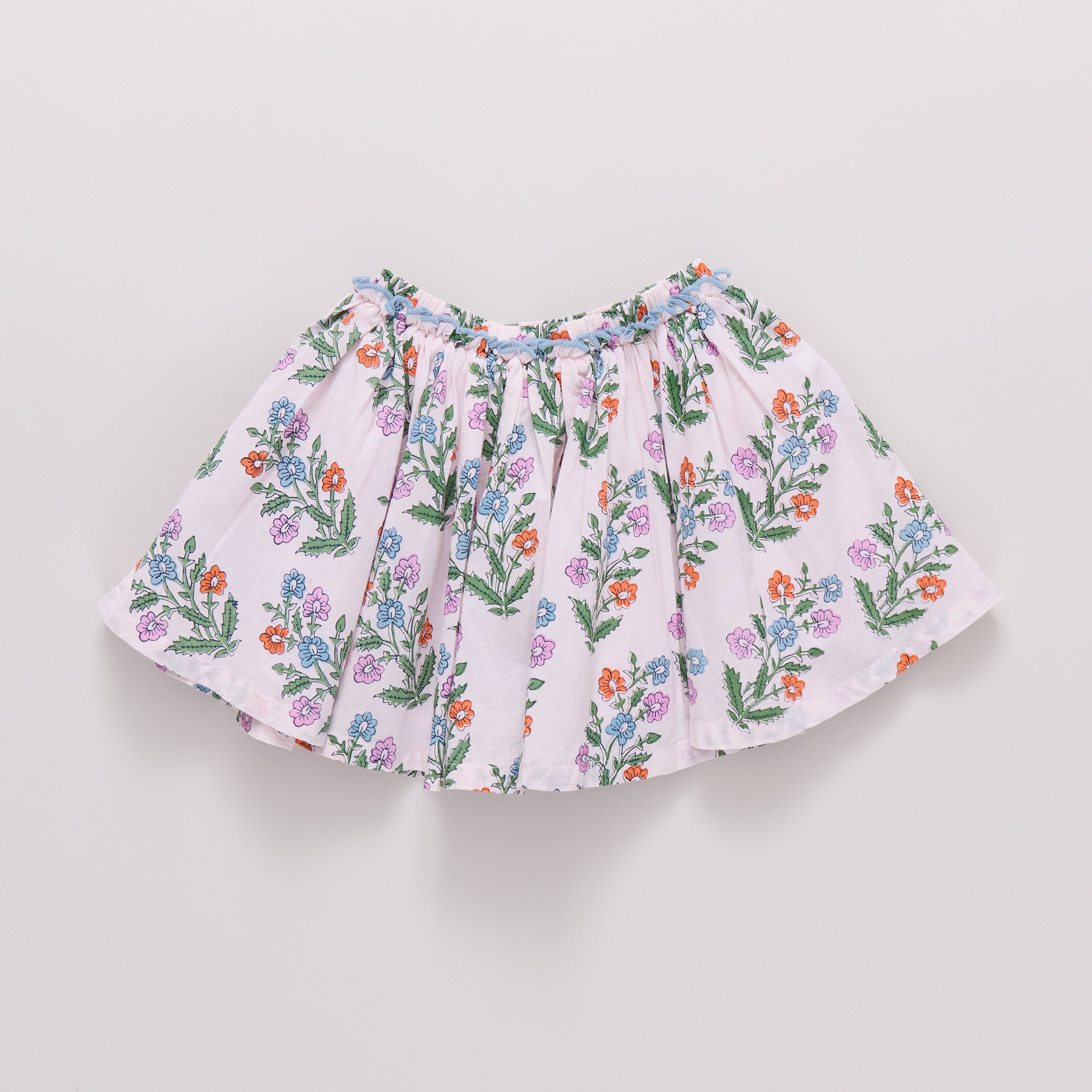 Girls Gianna Skirt - Pink Dewdrop Block Print