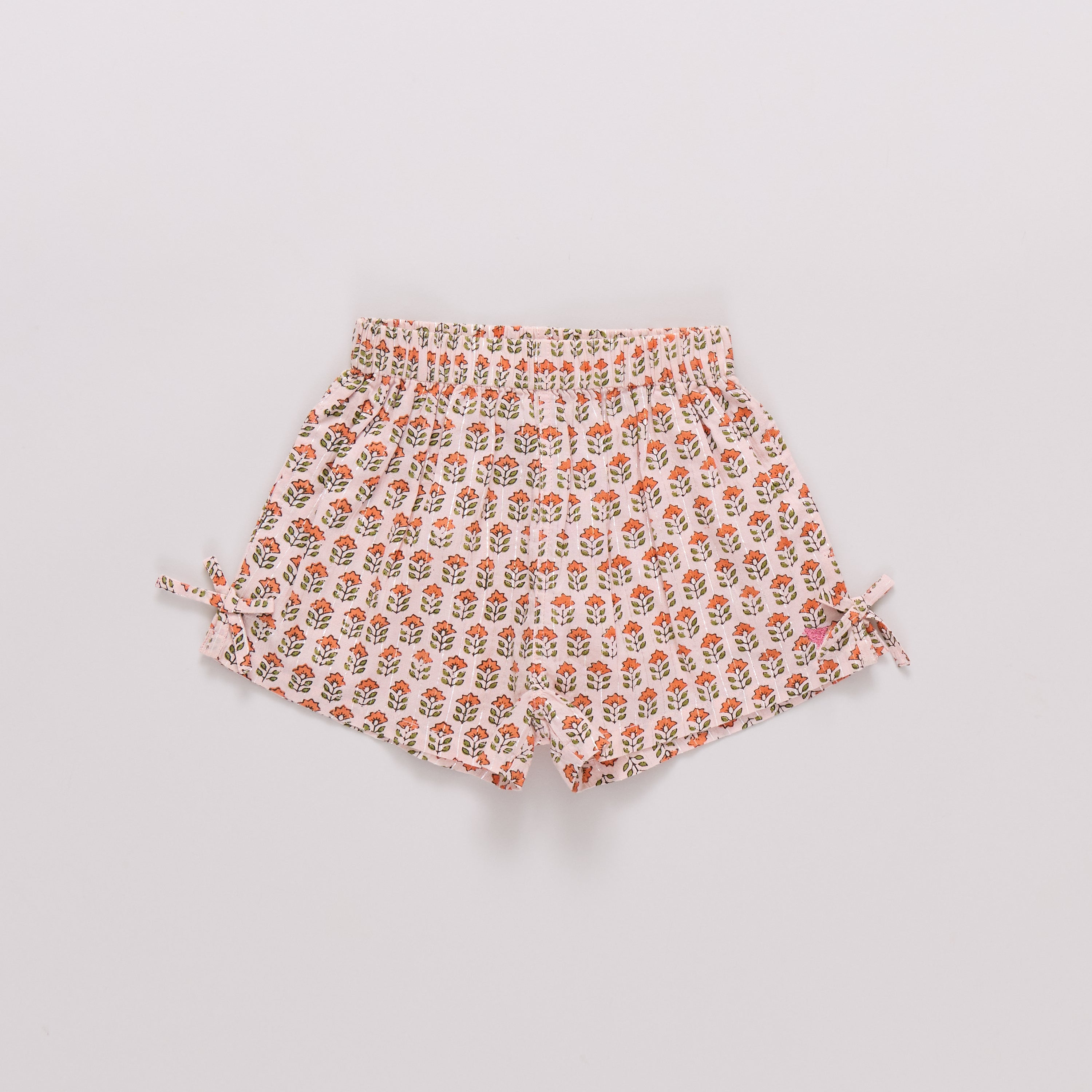 Girls Jules Short - Pink Prairie Block Print