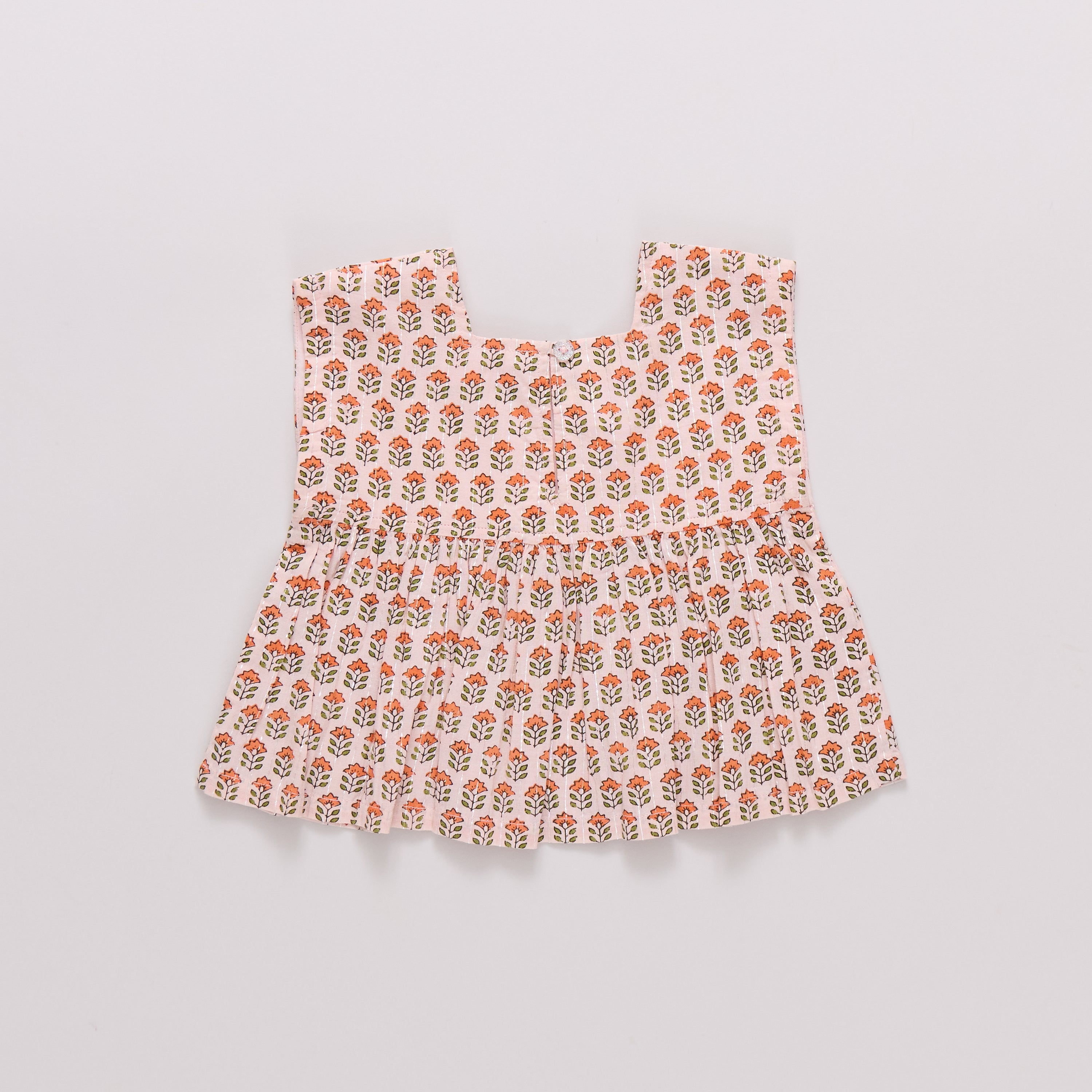 Girls Kamari Top - Pink Prairie Block Print