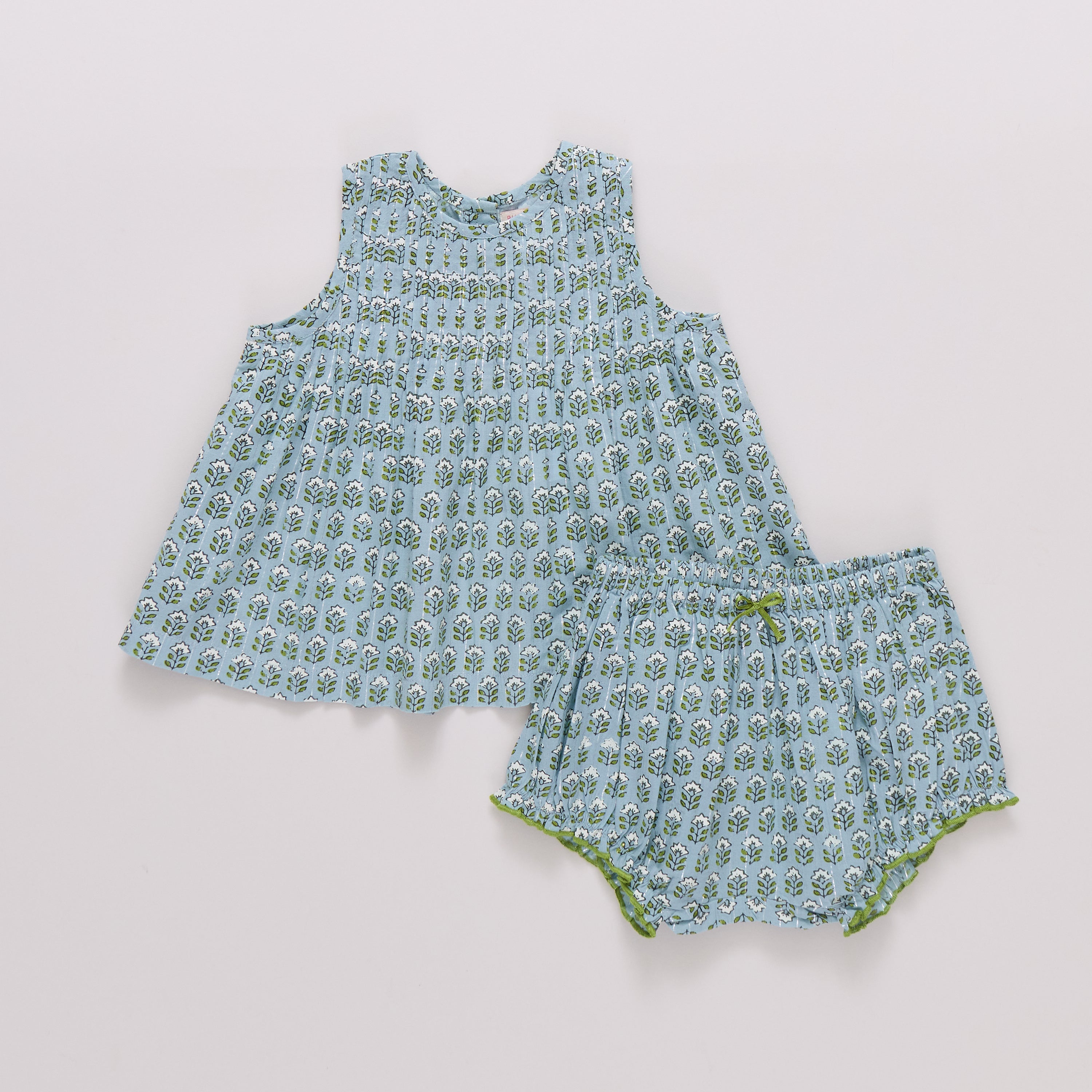 Baby Girls Jaipur 2-Pc Set - Blue Prairie Block Print