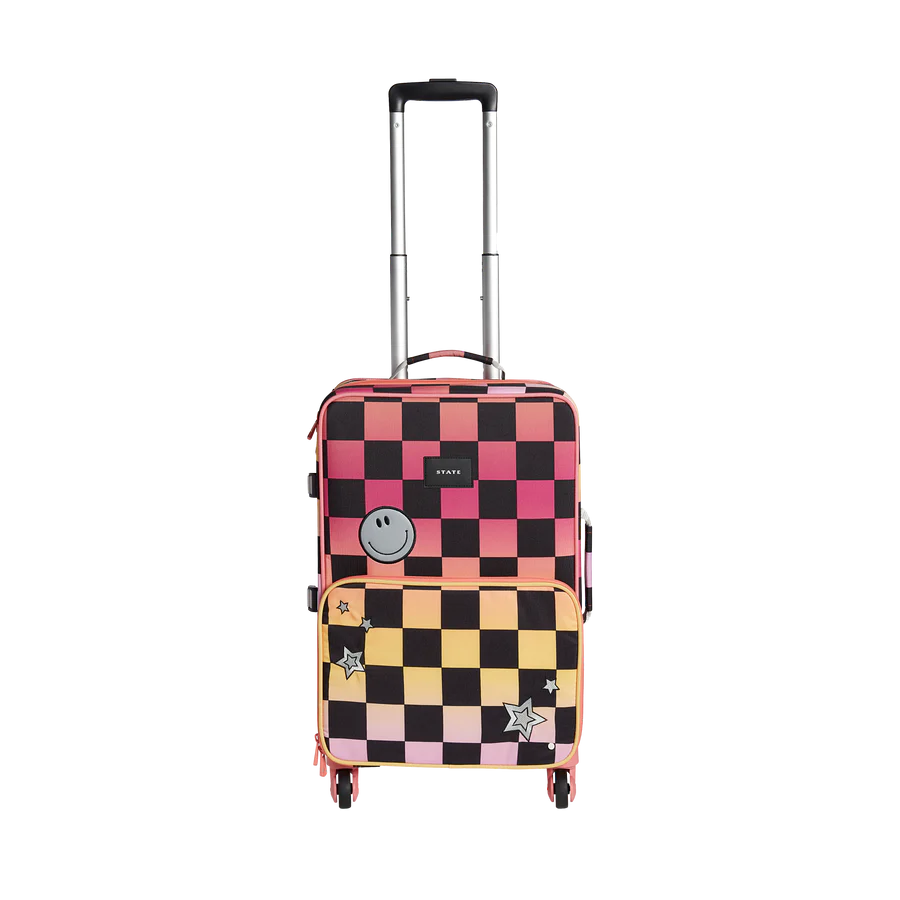 Logan Suitcase - Pink Checkerboard