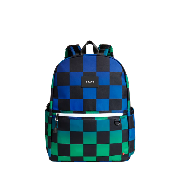 Kane Double Pocket Backpack - Blue Checkerboard