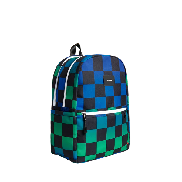 Kane Double Pocket Backpack - Blue Checkerboard