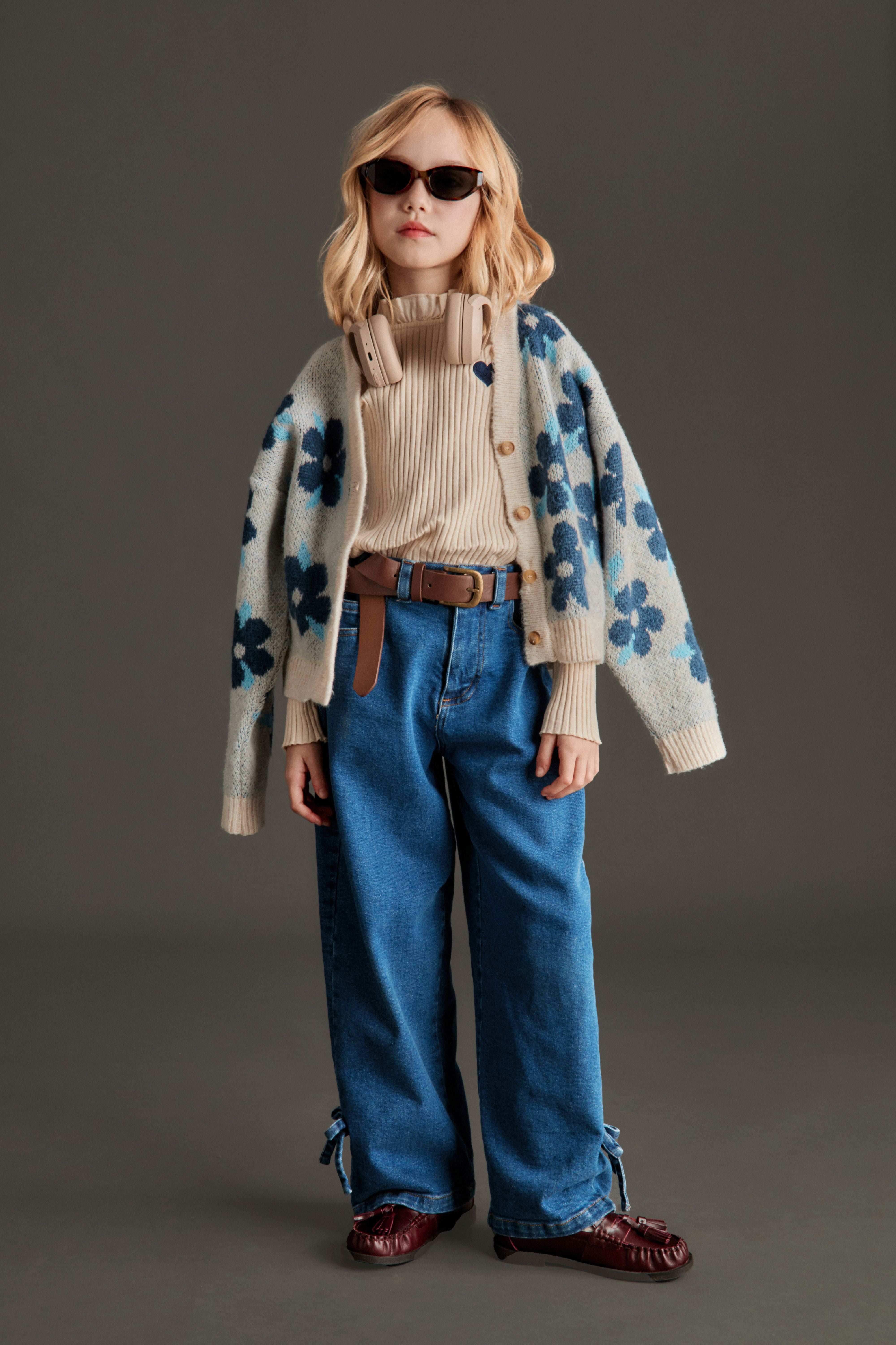 Viviana Cardigan - Ecru, Blue