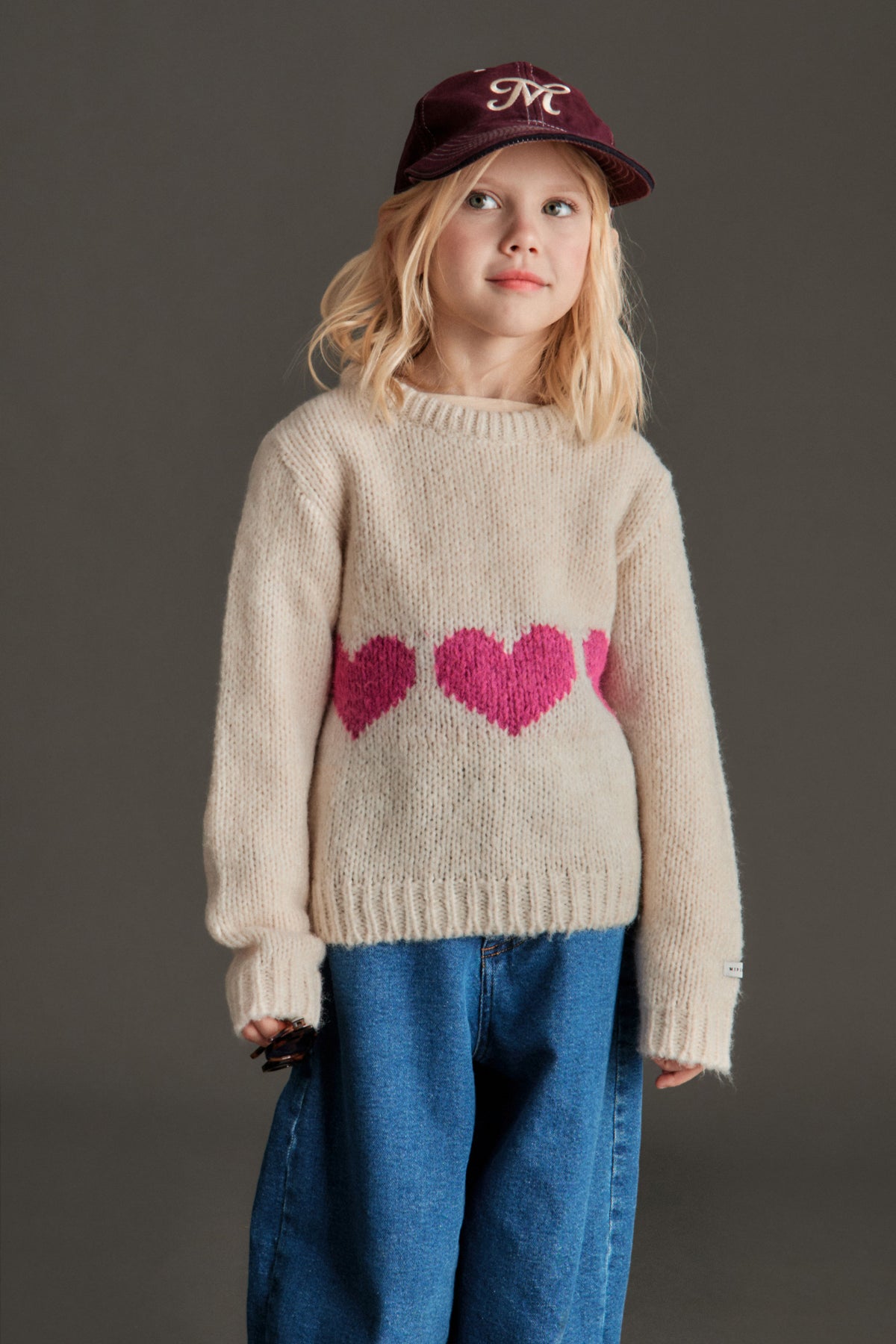 Mia Sweater - Ecru, Magenta
