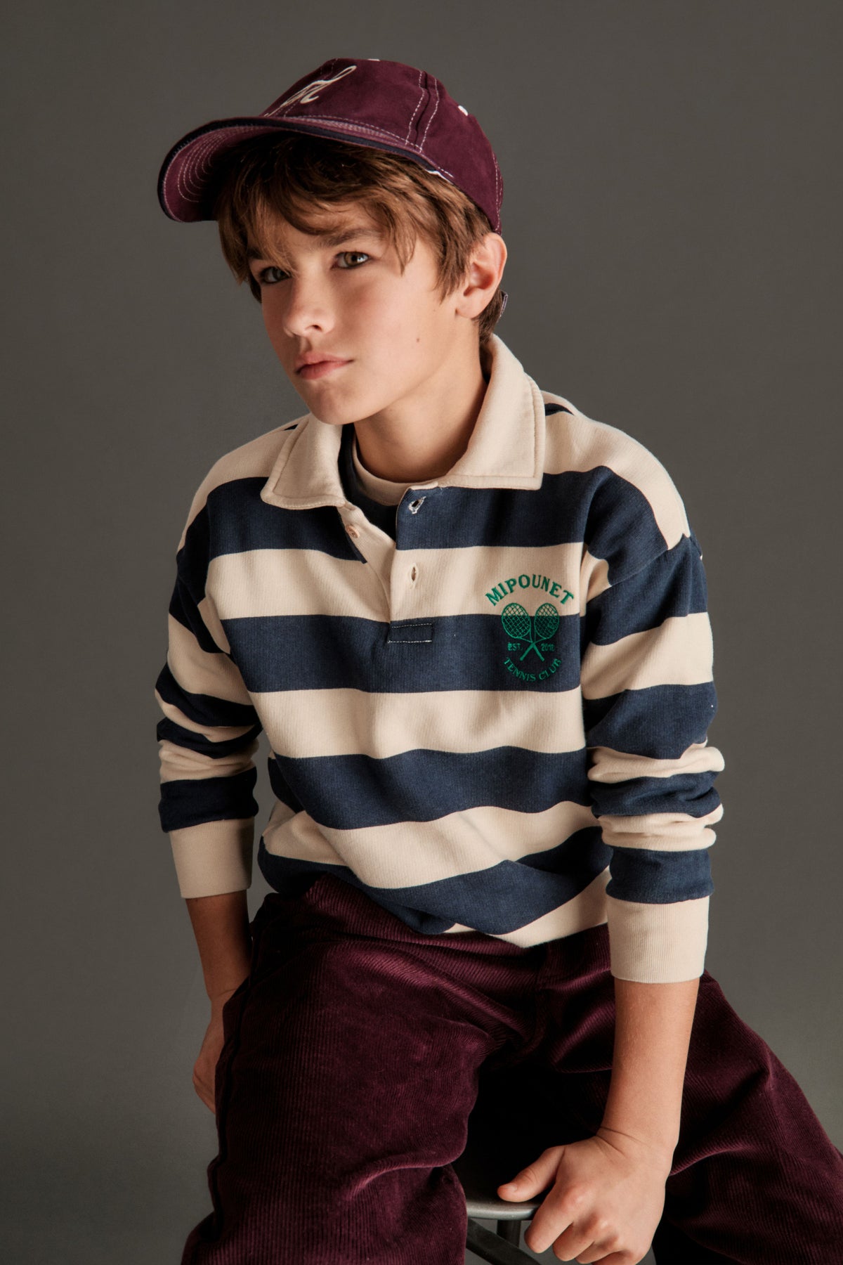Piero Polo Sweatshirt - Ecru, Blue