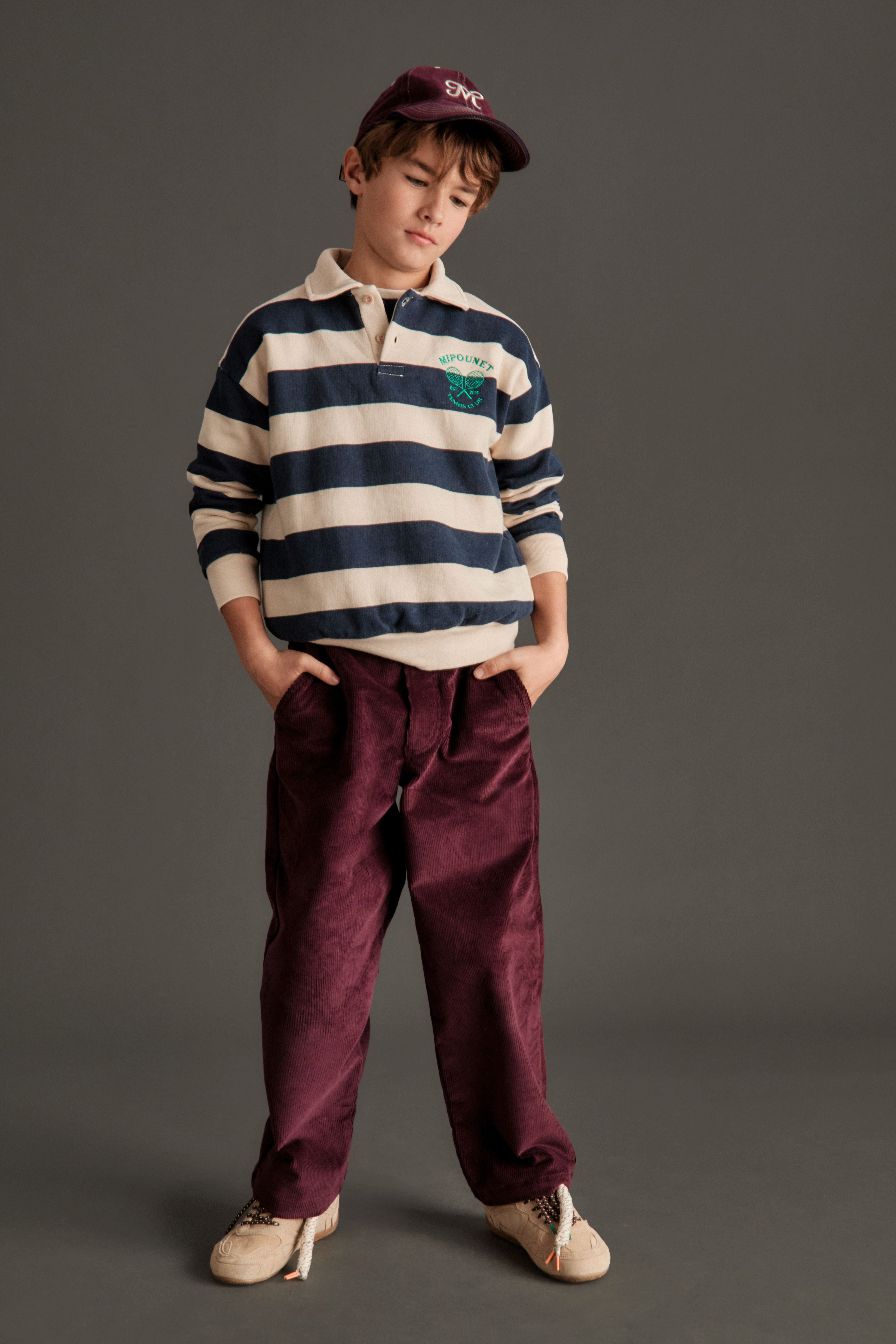 Piero Polo Sweatshirt - Ecru, Blue