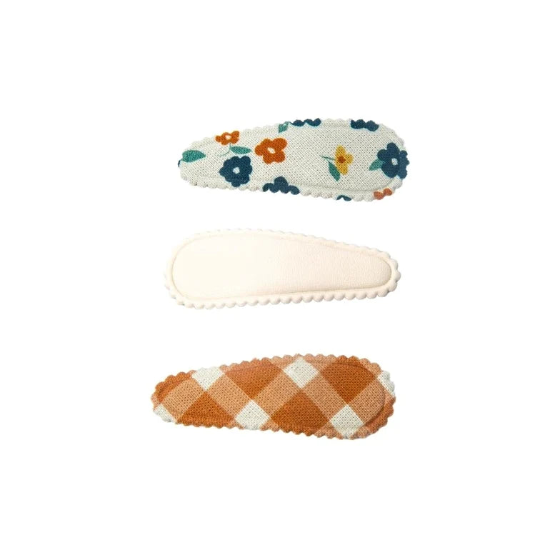 SNAP CLIPS COMBI SET OF 3 -Sienna Gingham and Meadow