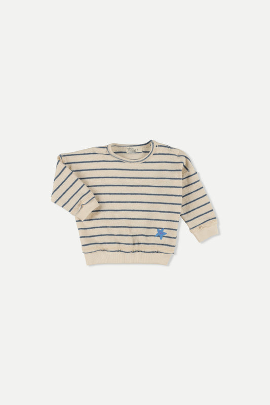 Organic Crepe Stripe Baby Sweatshirt Blue