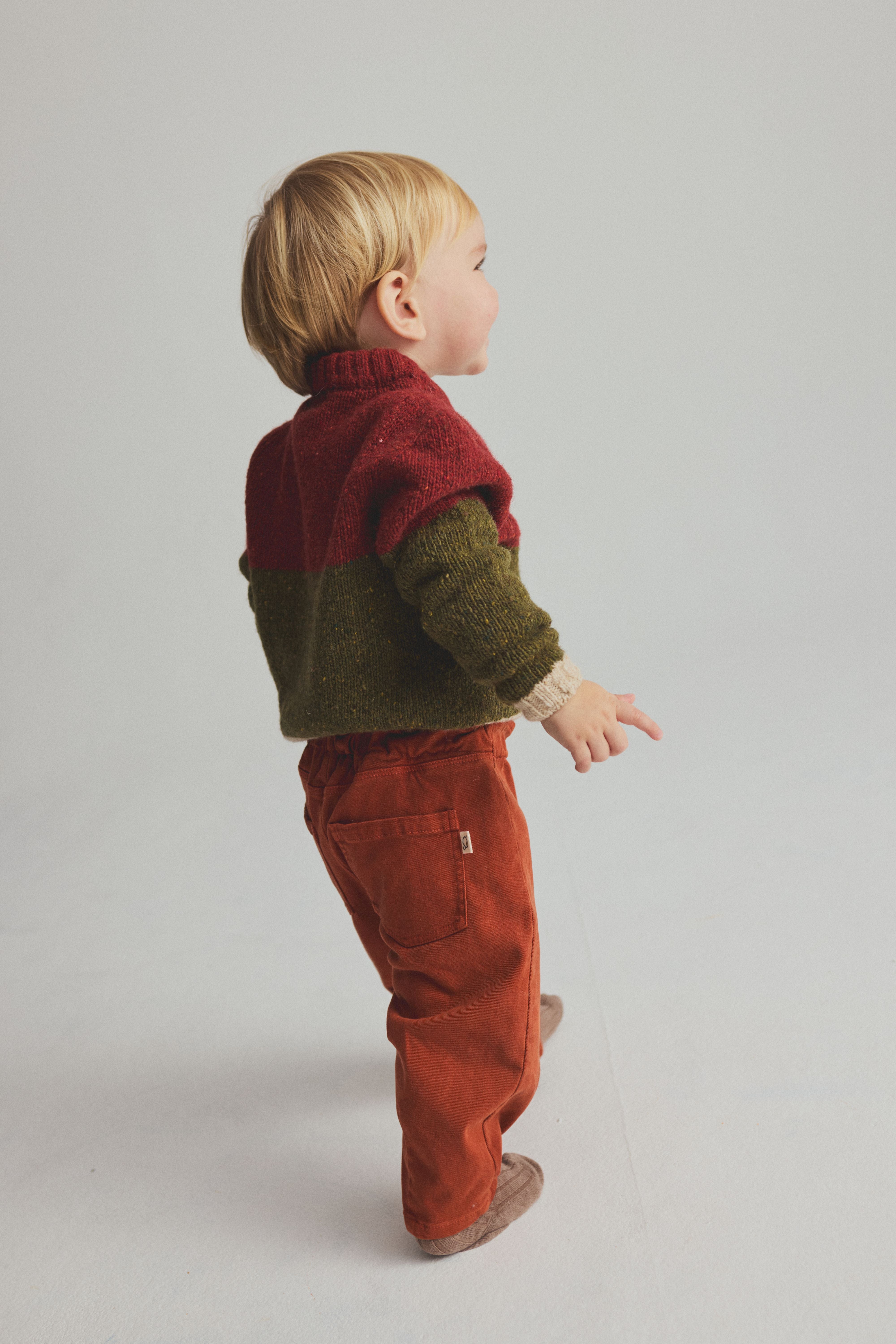 Tigris Tweed Tricot Knit Baby Sweater - Ginger Green