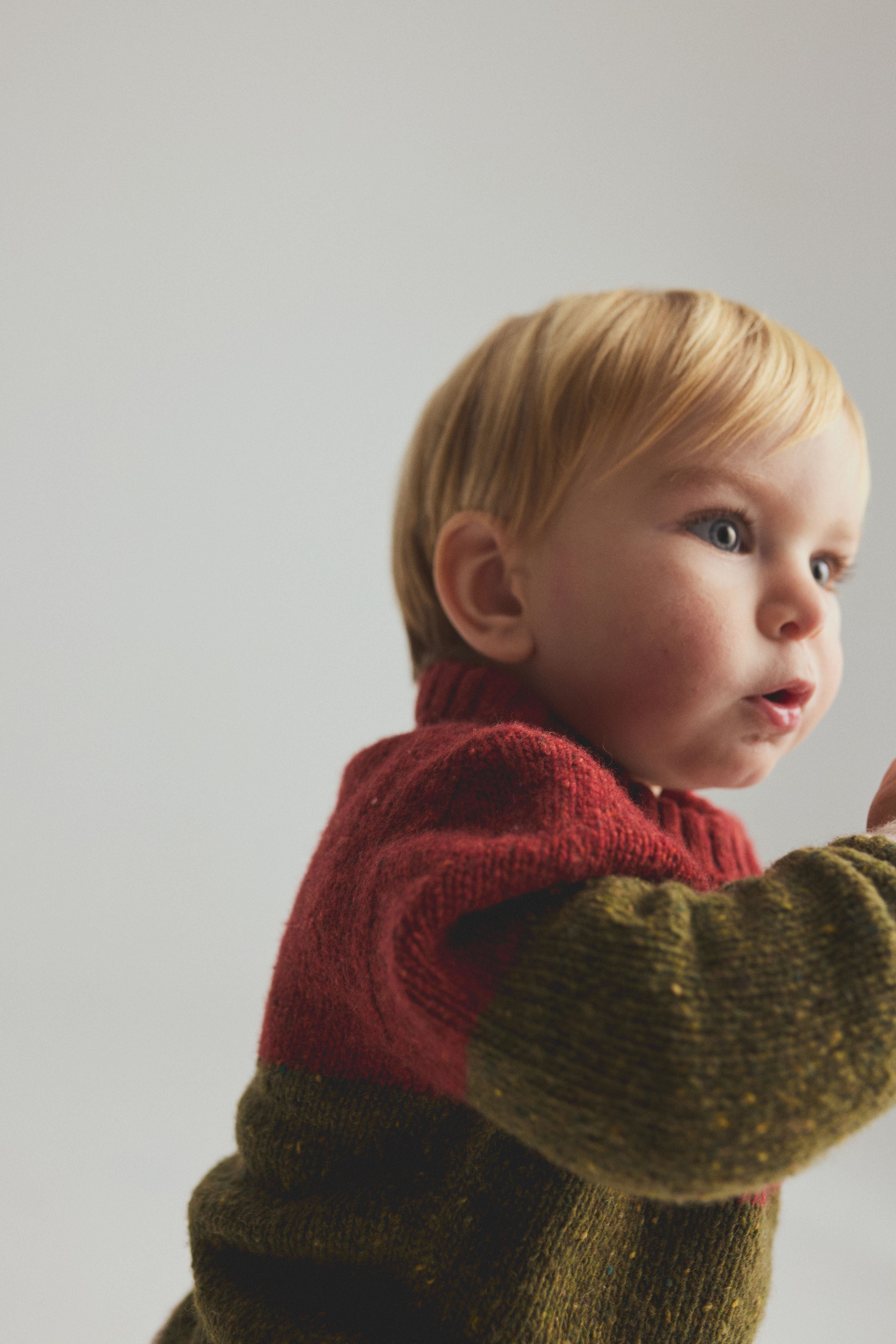 Tigris Tweed Tricot Knit Baby Sweater - Ginger Green