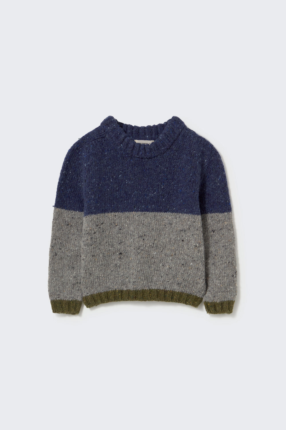 Tigris Tweed Tricot Knit Baby Sweater - Navy Grey