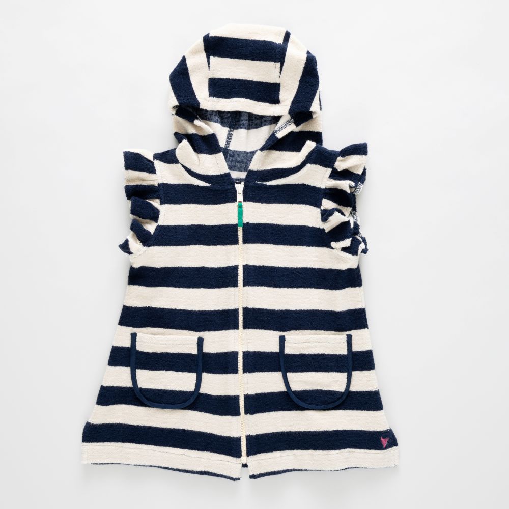 Girls Terry Coverup - Blue Stripe