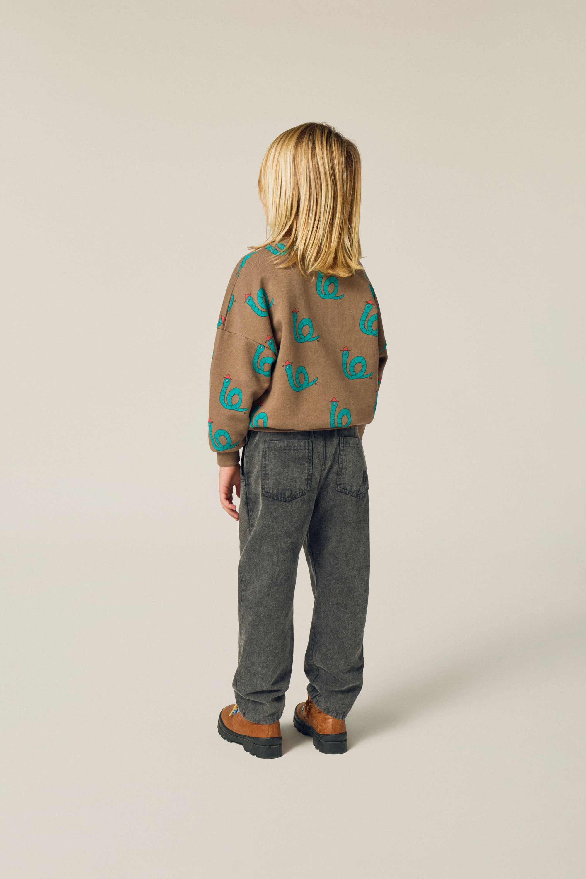 Bicolor Patches Denim Trousers - Grey