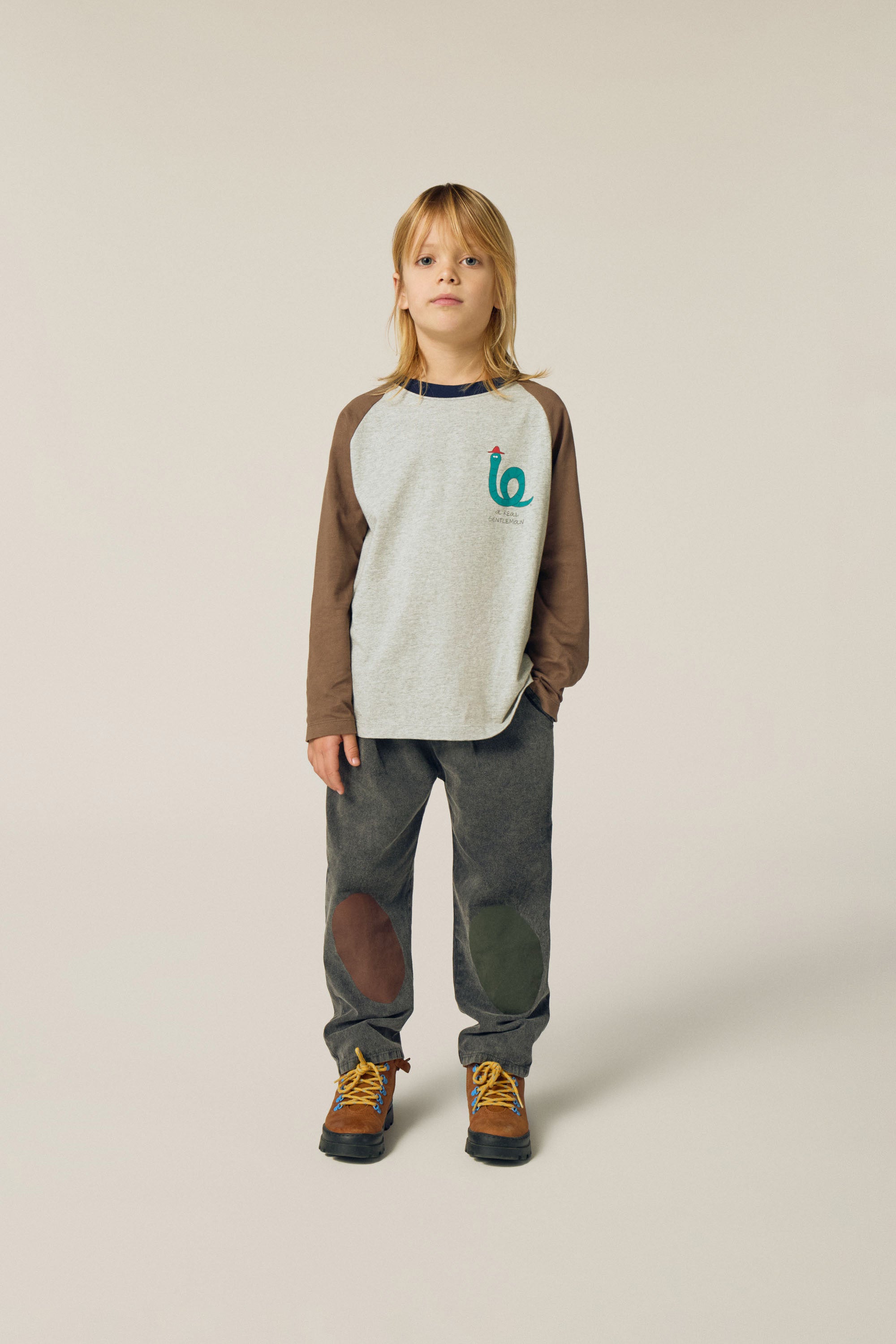 Bicolor Patches Denim Trousers - Grey