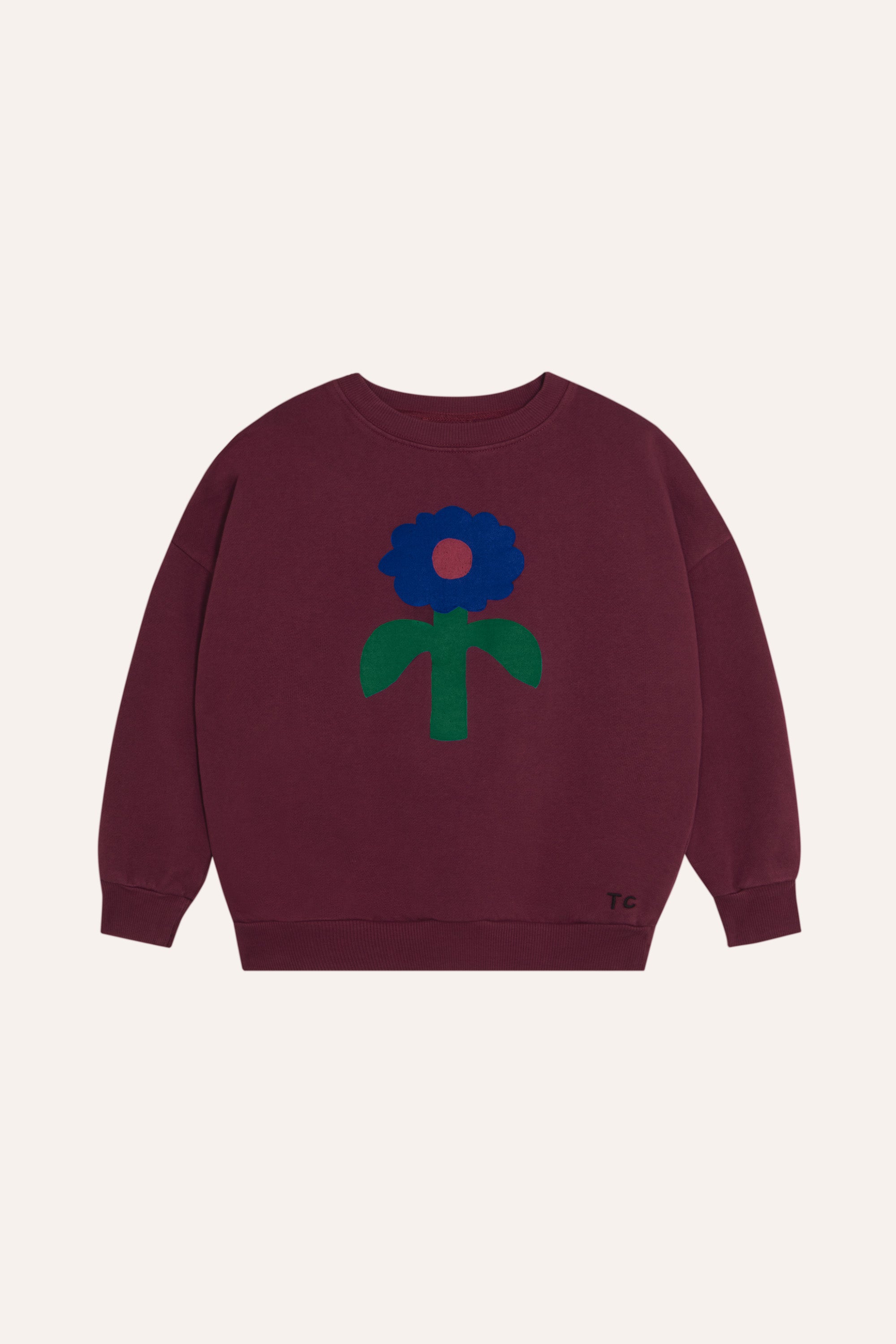 Big Blue Daisy Sweatshirt - Burgundy