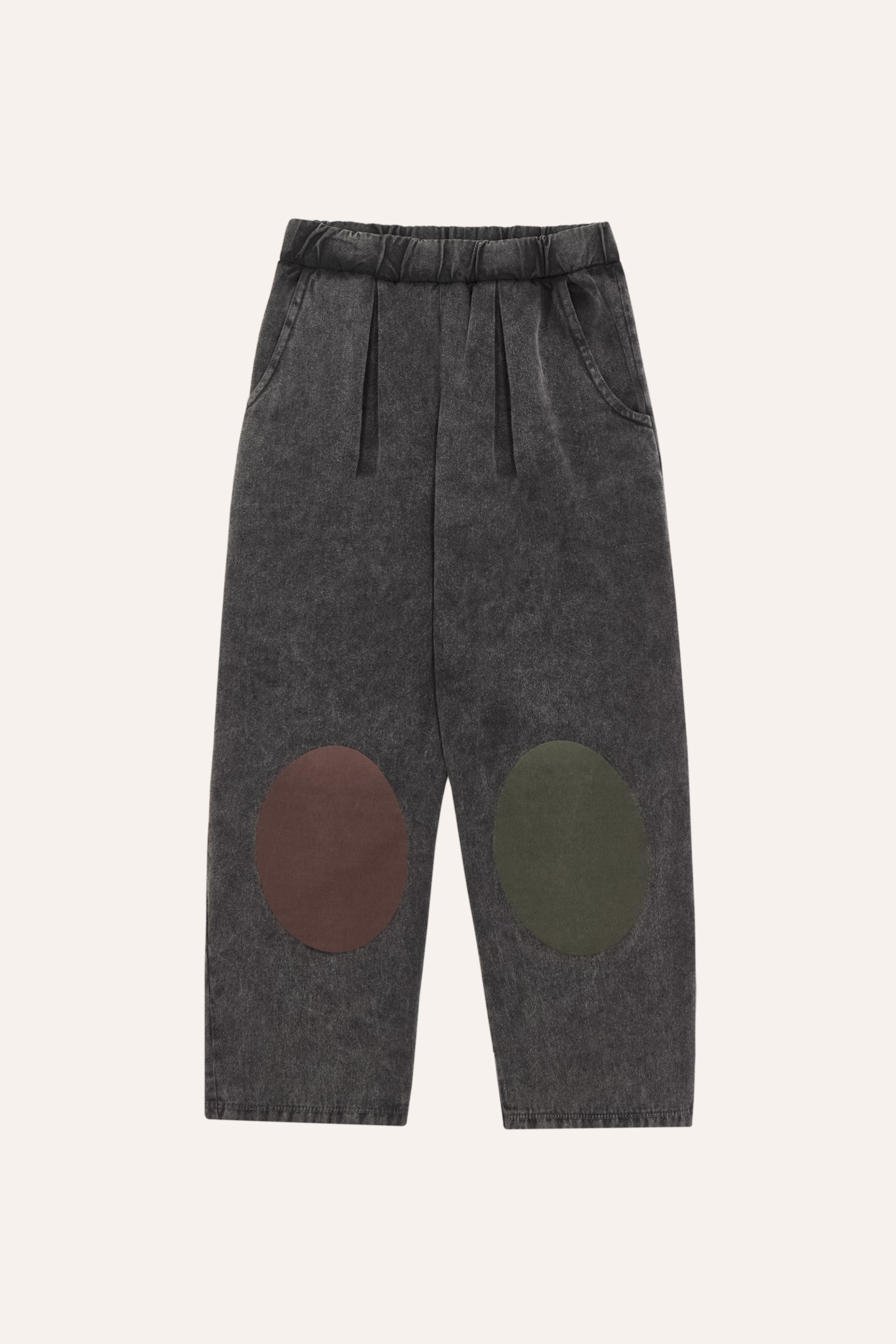 Bicolor Patches Denim Trousers - Grey