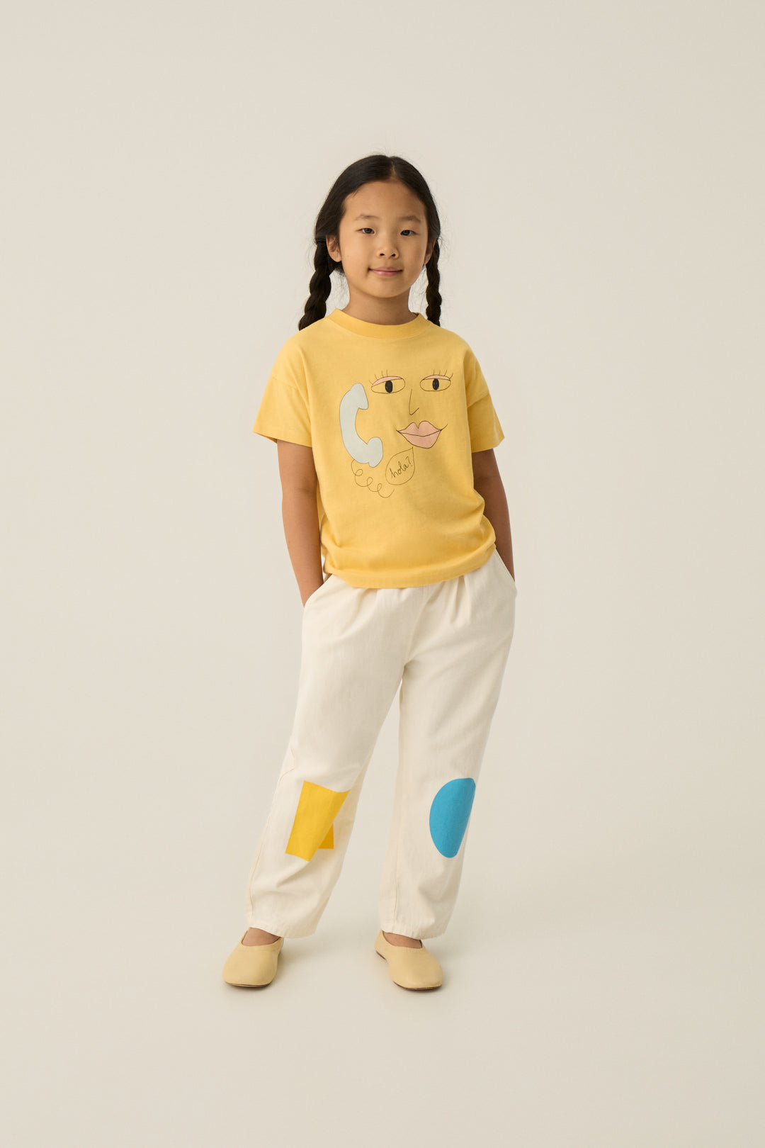 Bicolor Patches Ecru Trousers - Ecru
