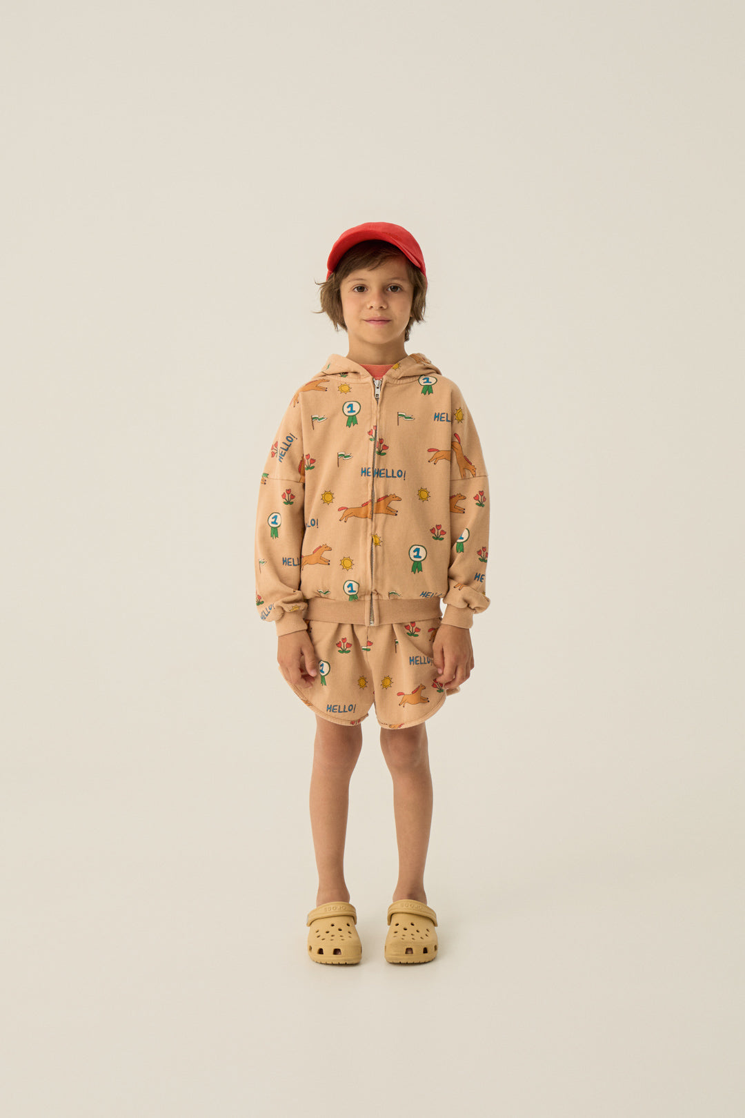 Horses Allover Zipped Sweatshirt - Camel