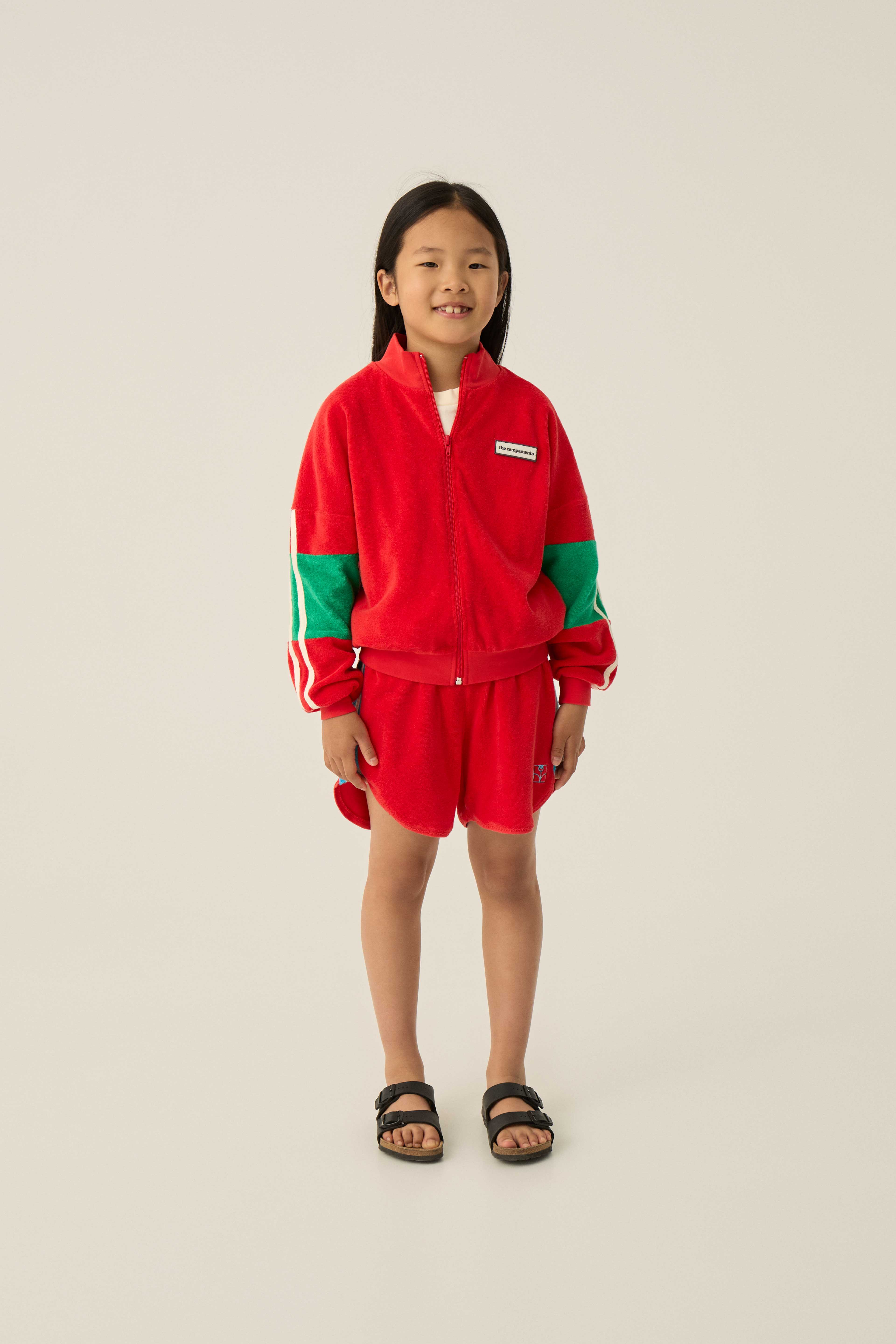 Red Color Block Shorts - Red