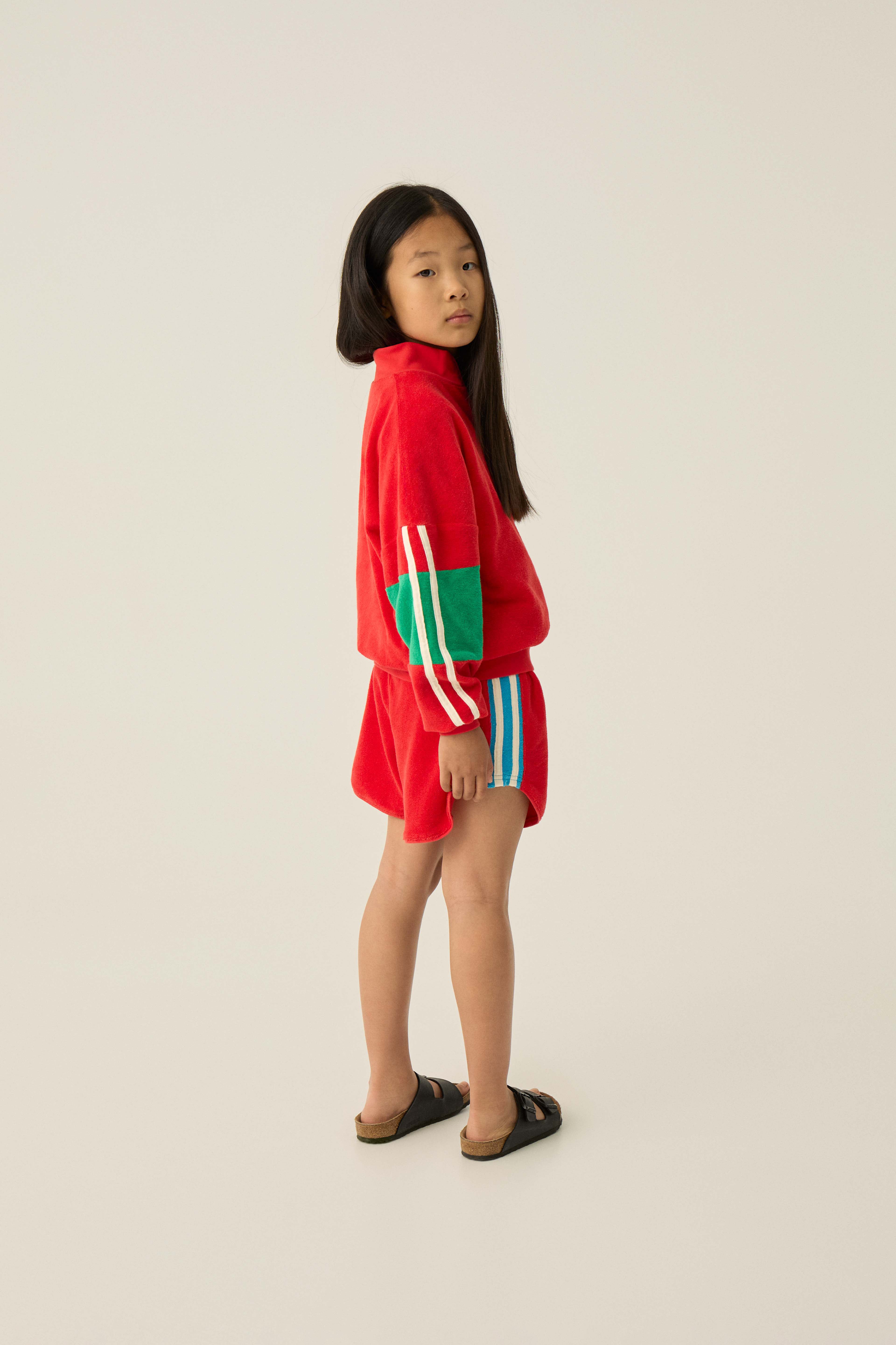 Red Color Block Shorts - Red