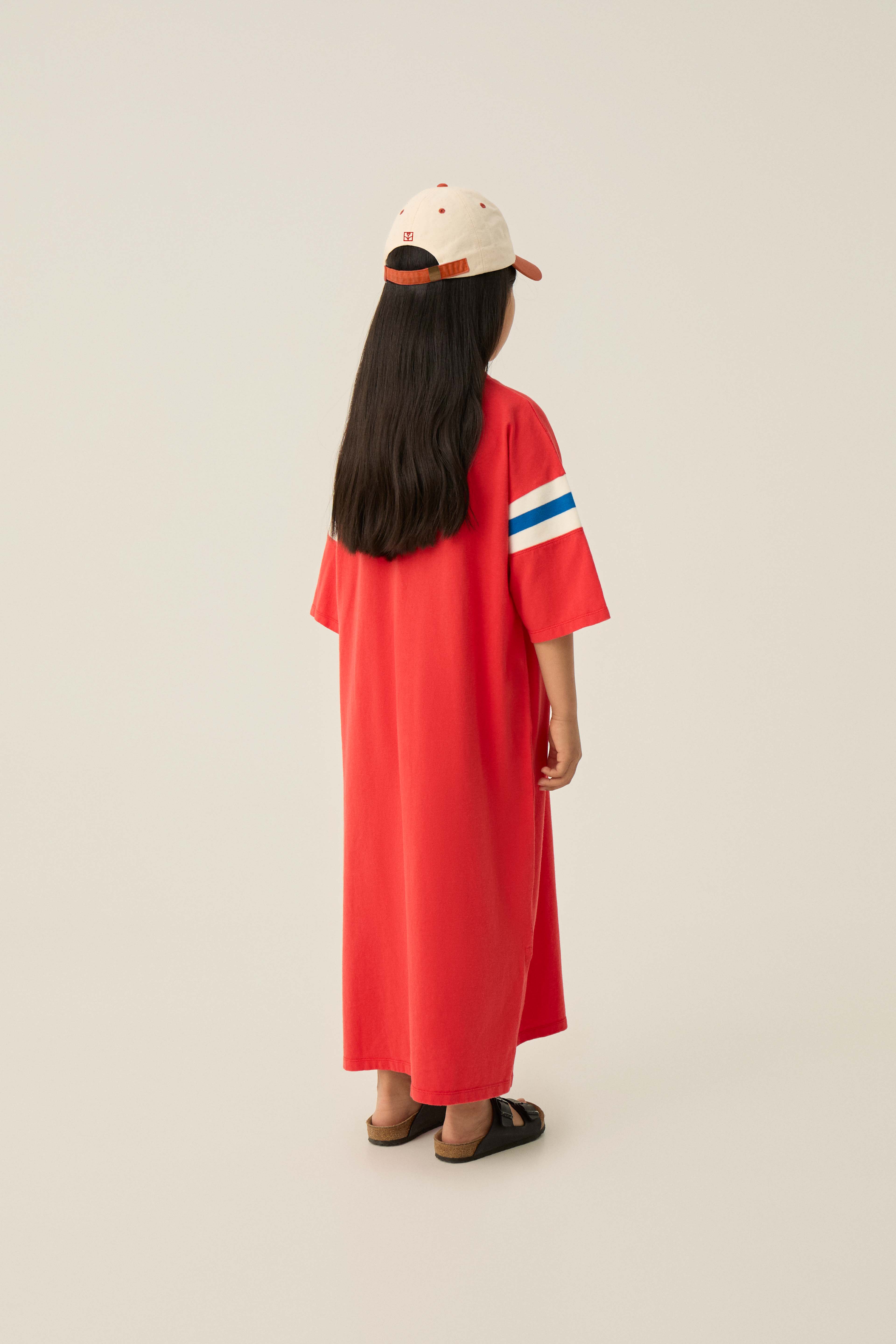 Bicolor Bands Red Dress - Red