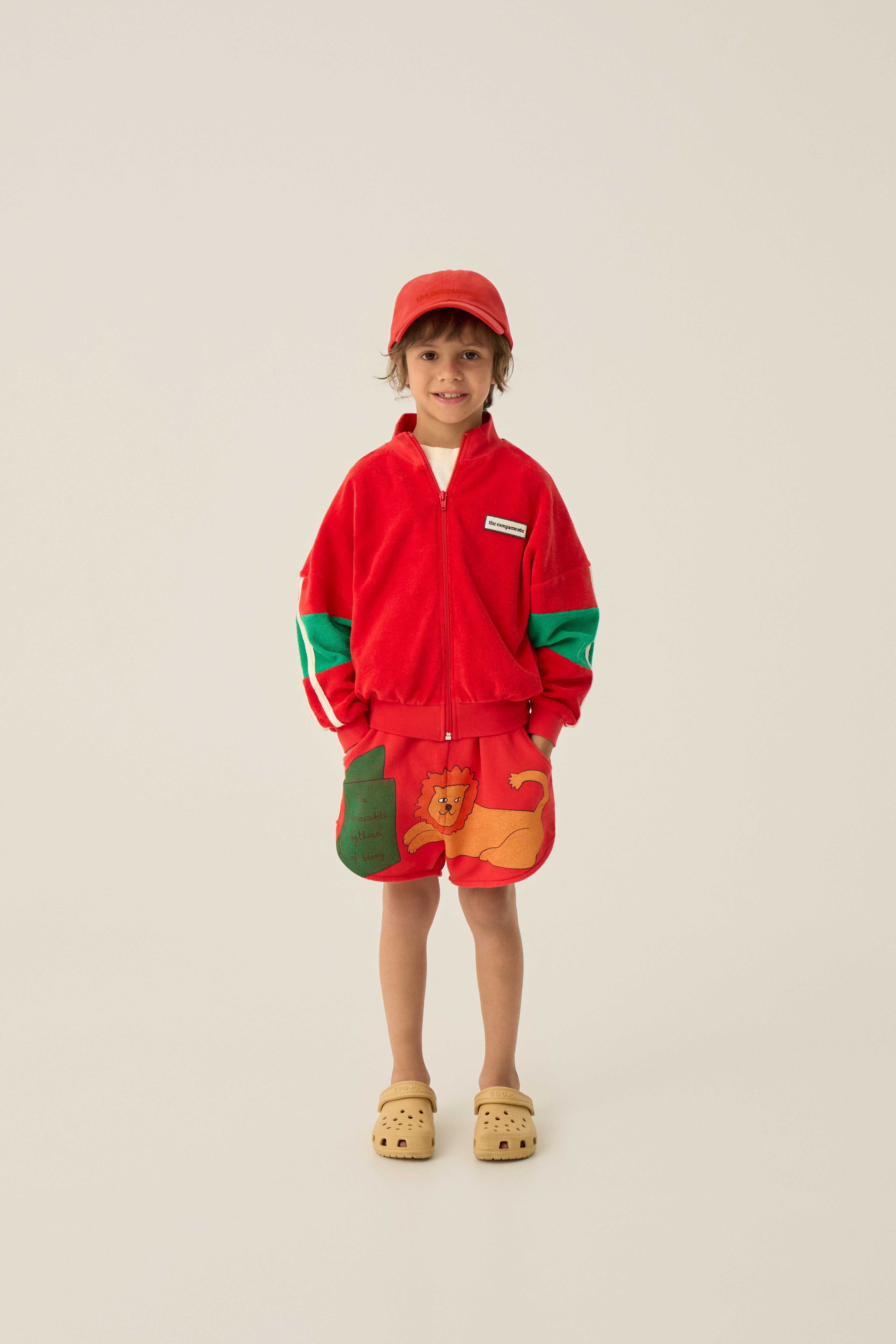 Red Color Block Zipped Sweatshirt - Red