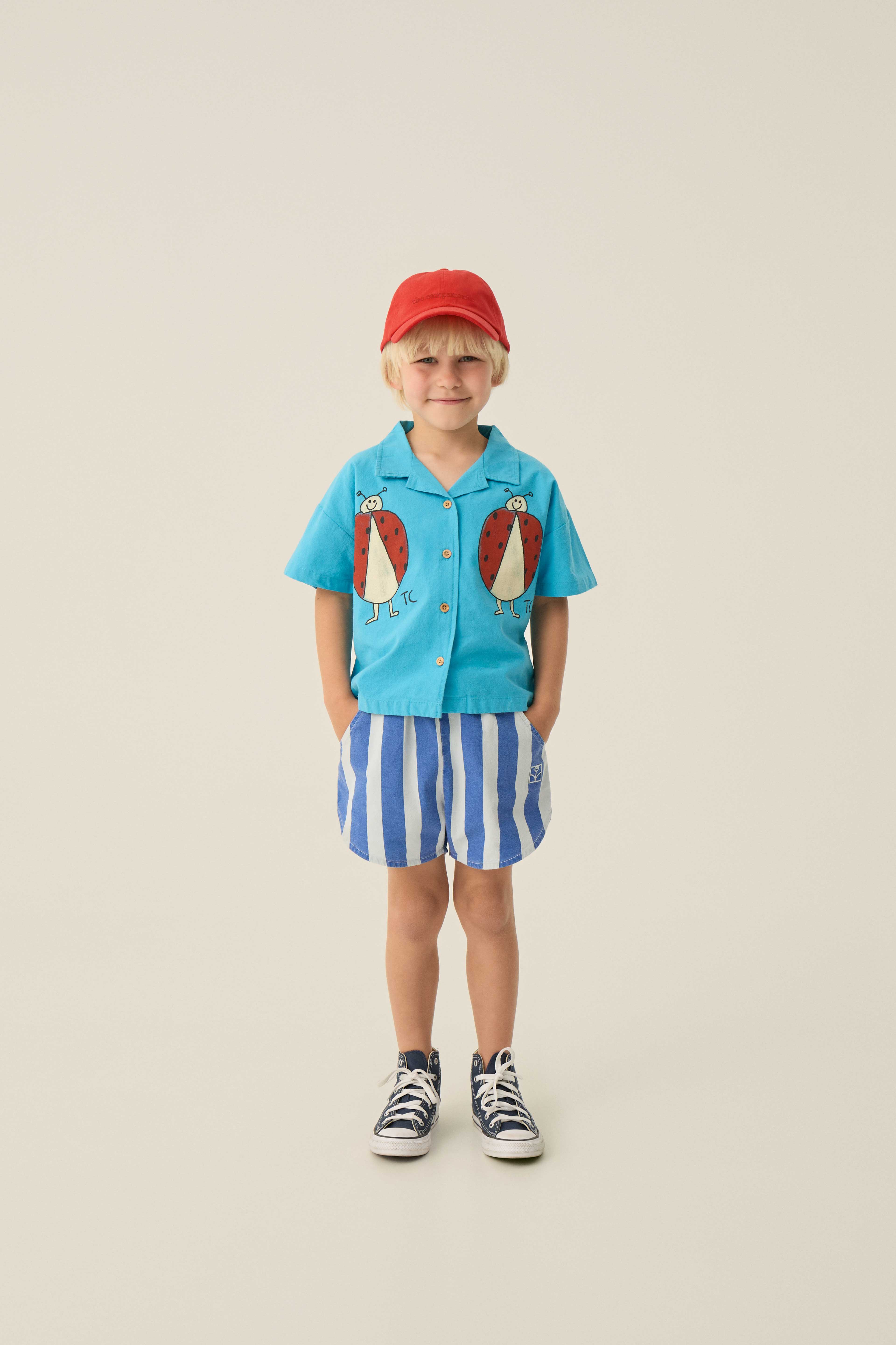 Blue Stripes Washed Shorts - Blue