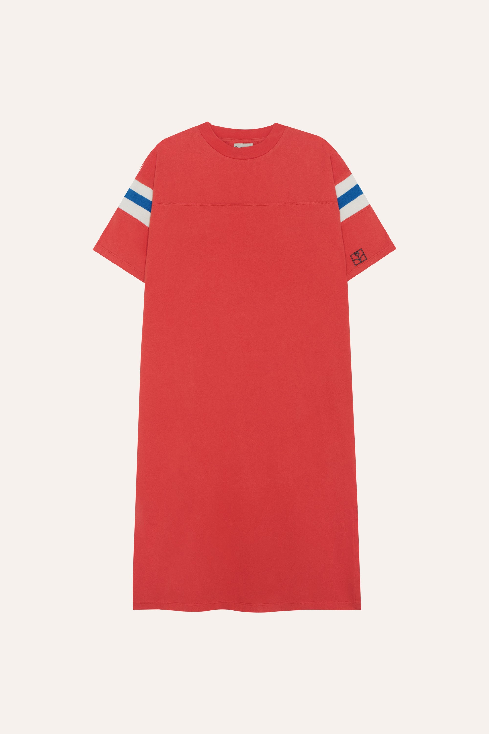 Bicolor Bands Red Dress - Red