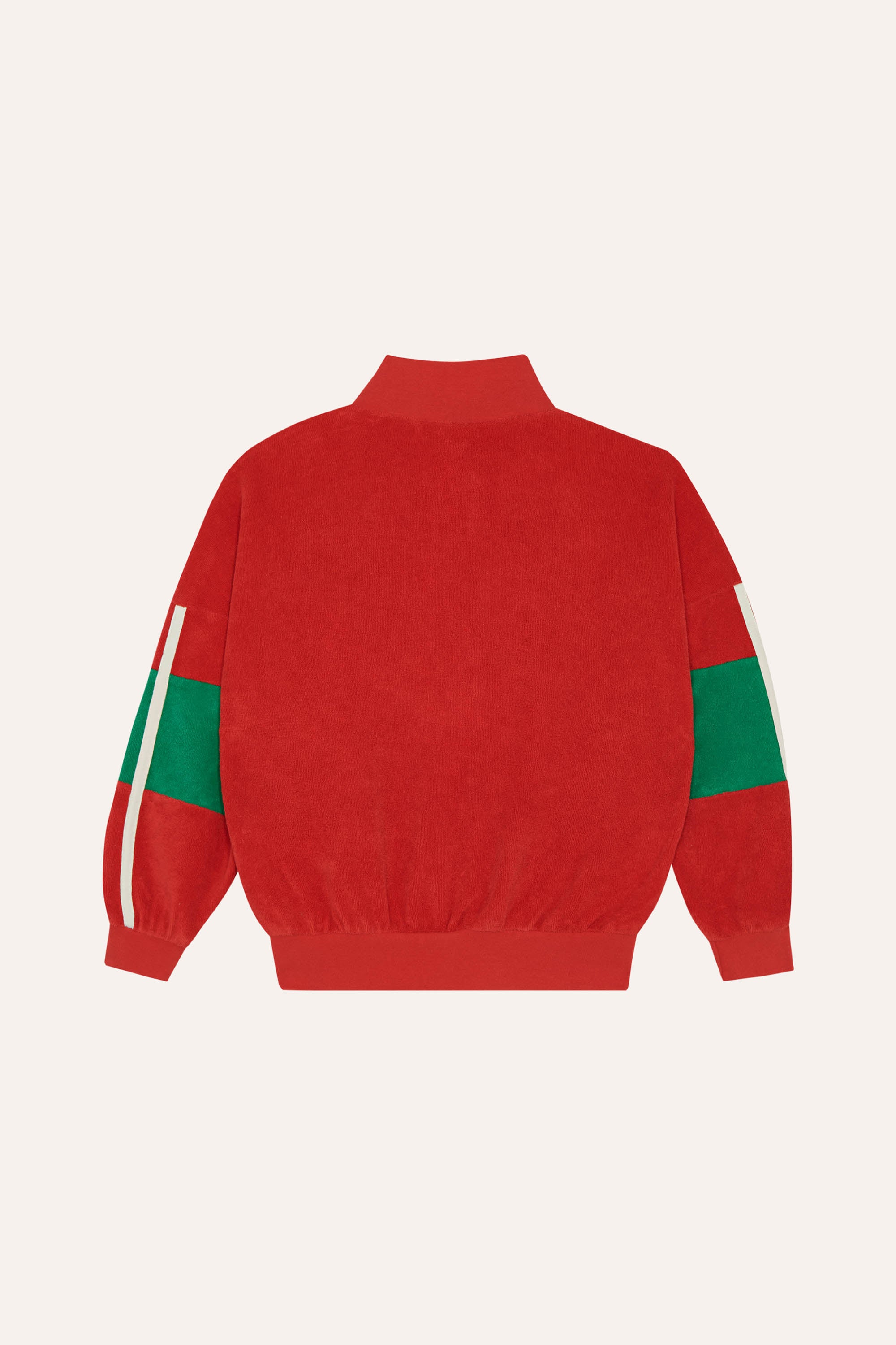 Red Color Block Zipped Sweatshirt - Red