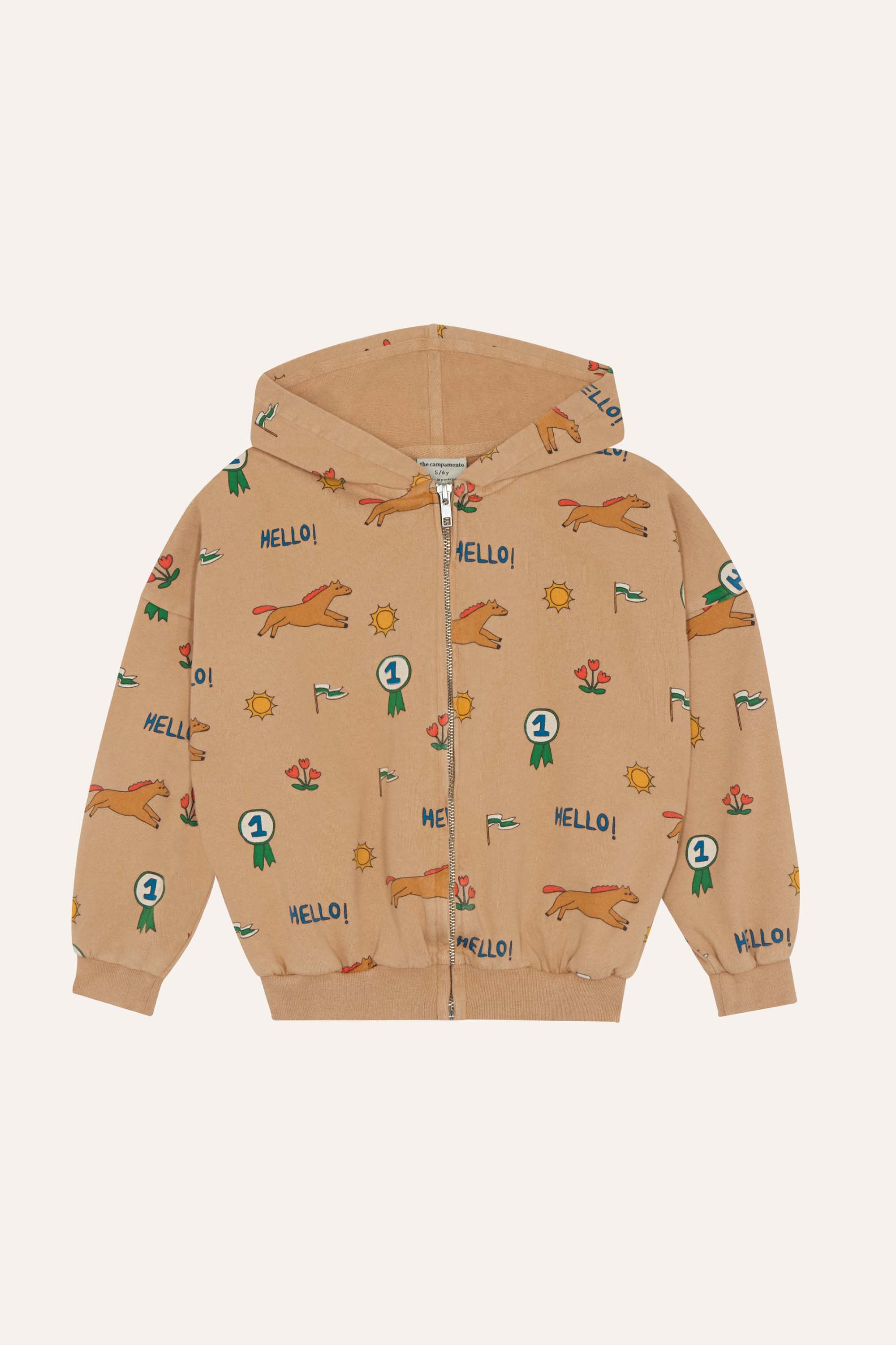 Horses Allover Zipped Sweatshirt - Camel