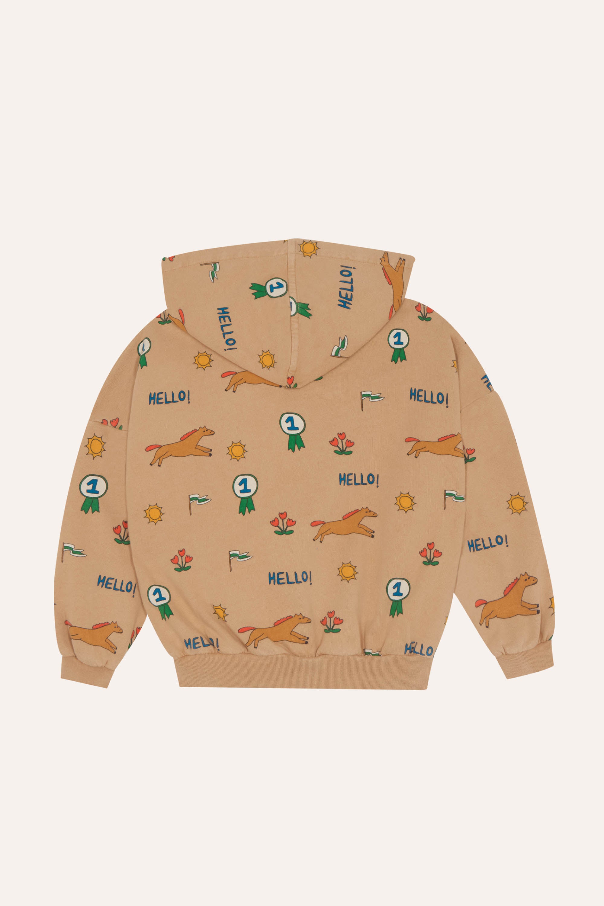 Horses Allover Zipped Sweatshirt - Camel