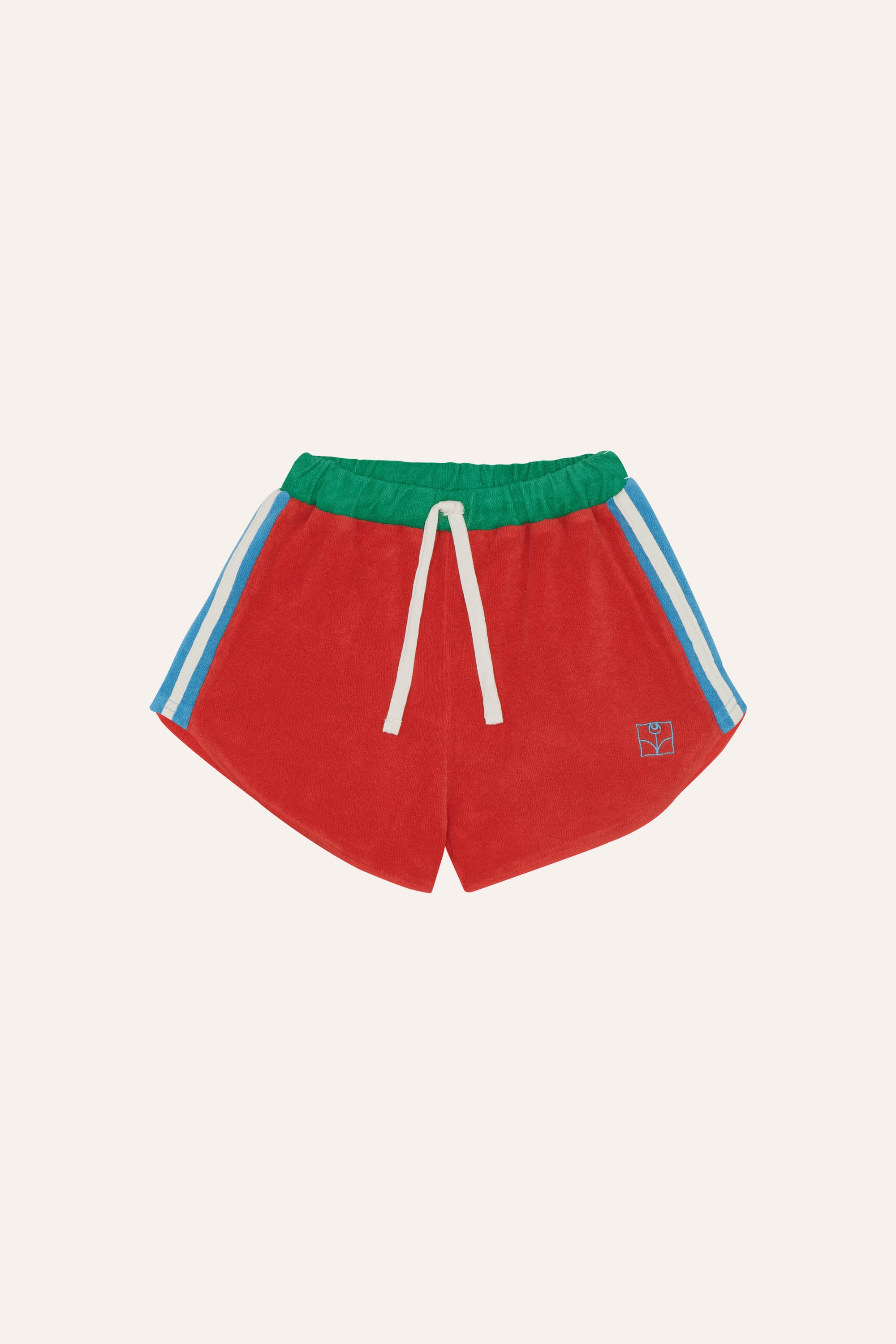Red Color Block Shorts - Red